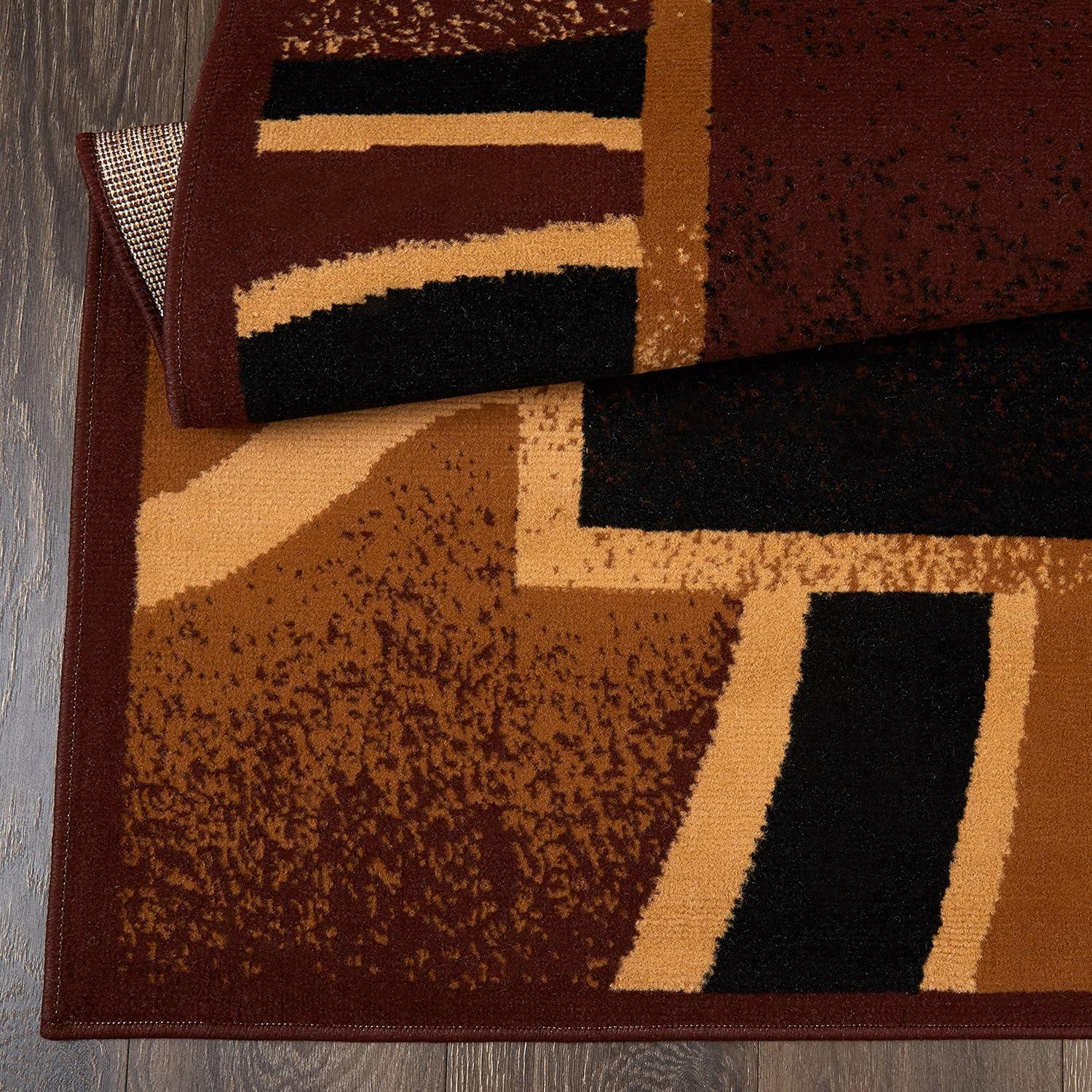 Home Dynamix Premium Rizzy Contemporary Abstract Border Runner Area Rug, Brown/Beige, 1'9"x7'2"