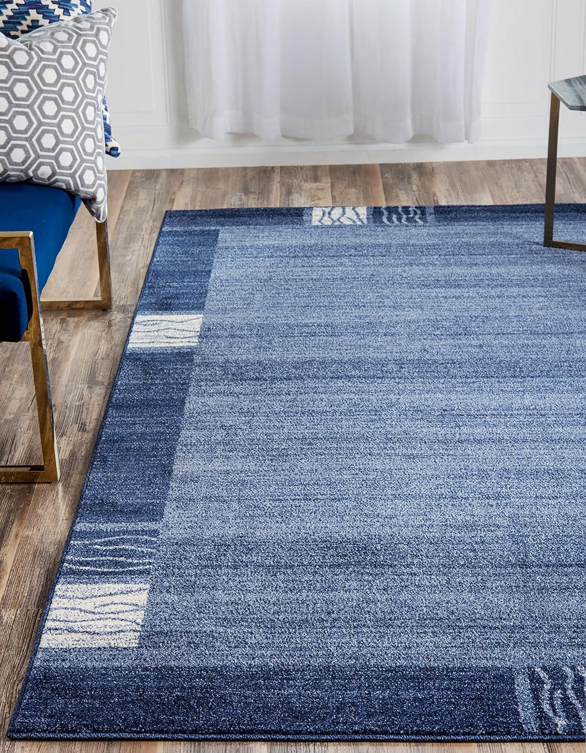 Unique Loom Del Mar Collection Area Rug - Sarah (5' 3" x 8' Rectangle, Light Blue/ Blue)