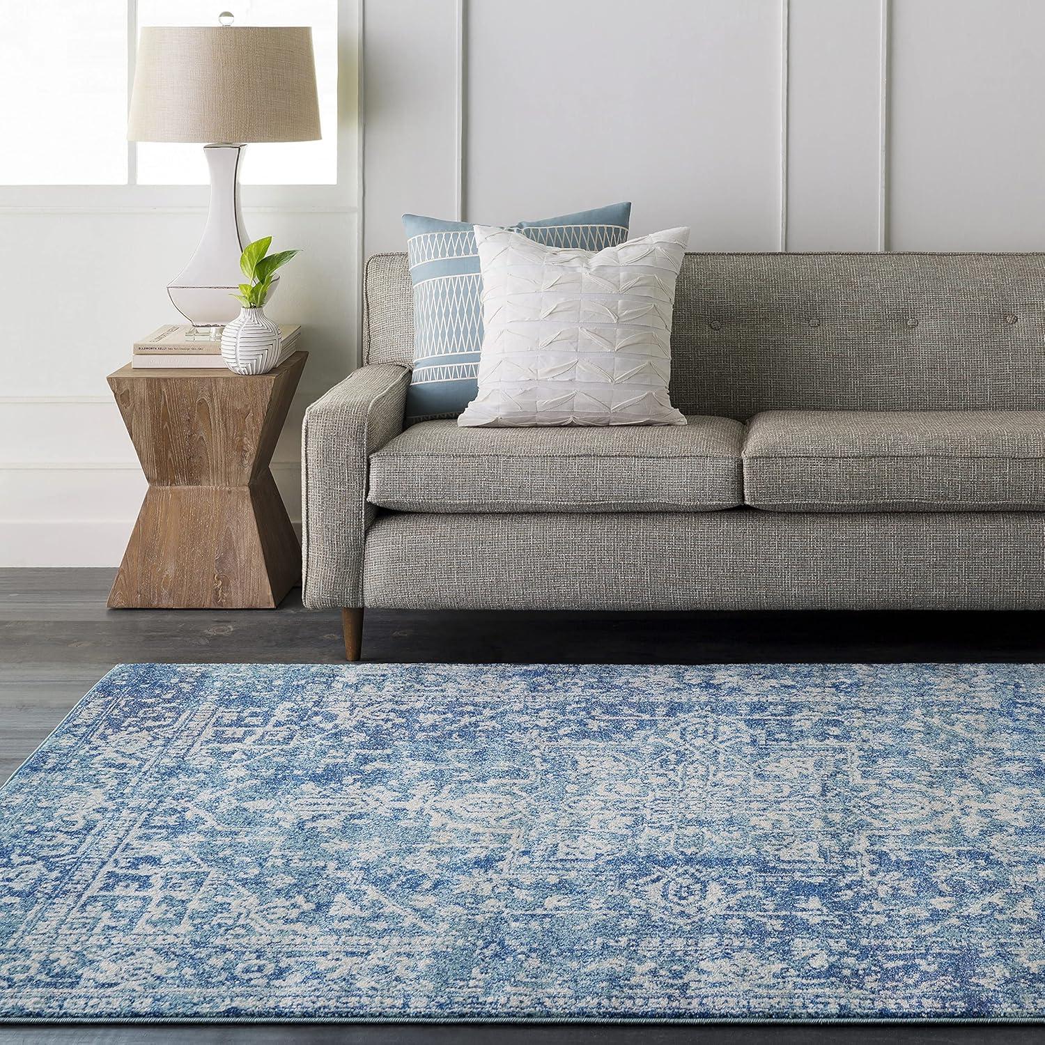 Livabliss 5'3"x7'3" Worsham Traditional Rug Teal: Medium Pile, Fade & Stain-Resistant, Indoor Use