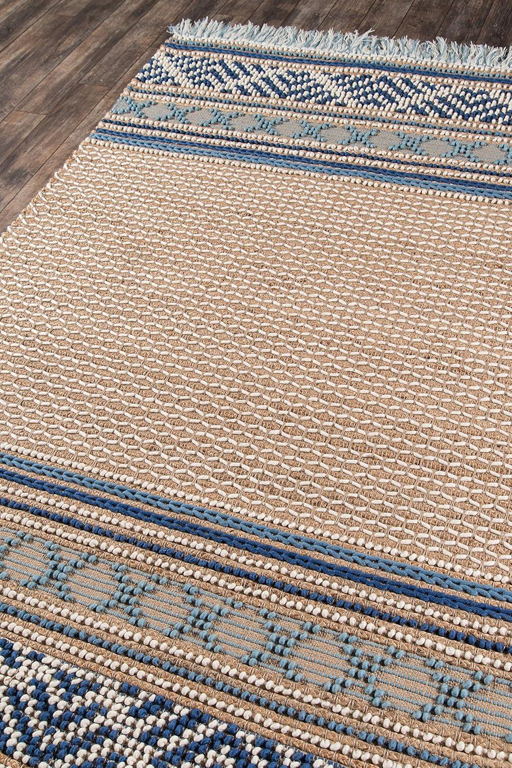 Alberta Geometric Handmade Flatweave Beige/Blue Area Rug