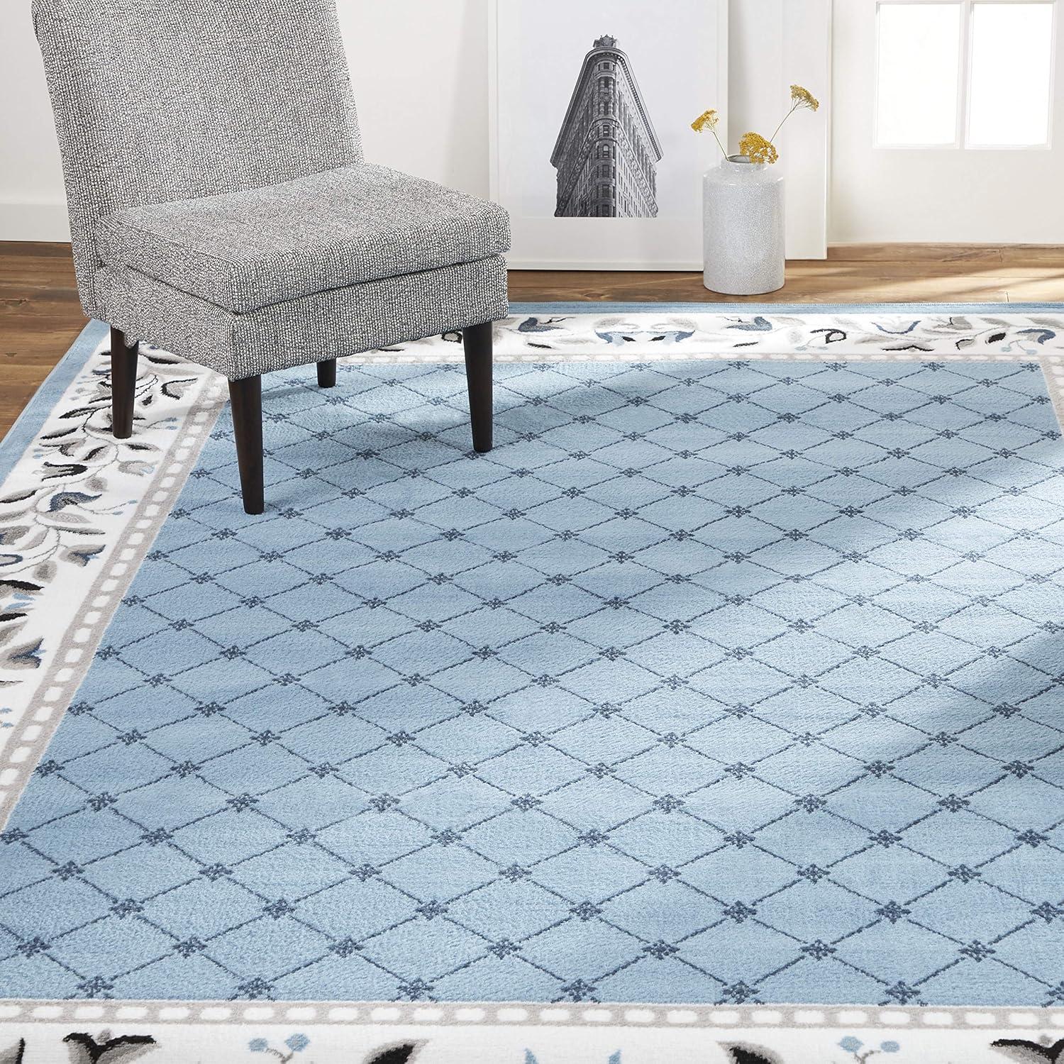 Home Dynamix Premium Aydin Traditional Diamond Floral Runner Area Rug, Blue/Ivory, 1'9"x7'2"