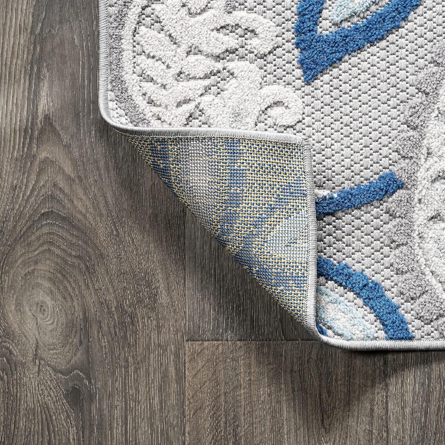 3'x5' Julien Paisley High-Low Indoor/Outdoor Area Rug, Blue/Light Gray - JONATHAN Y