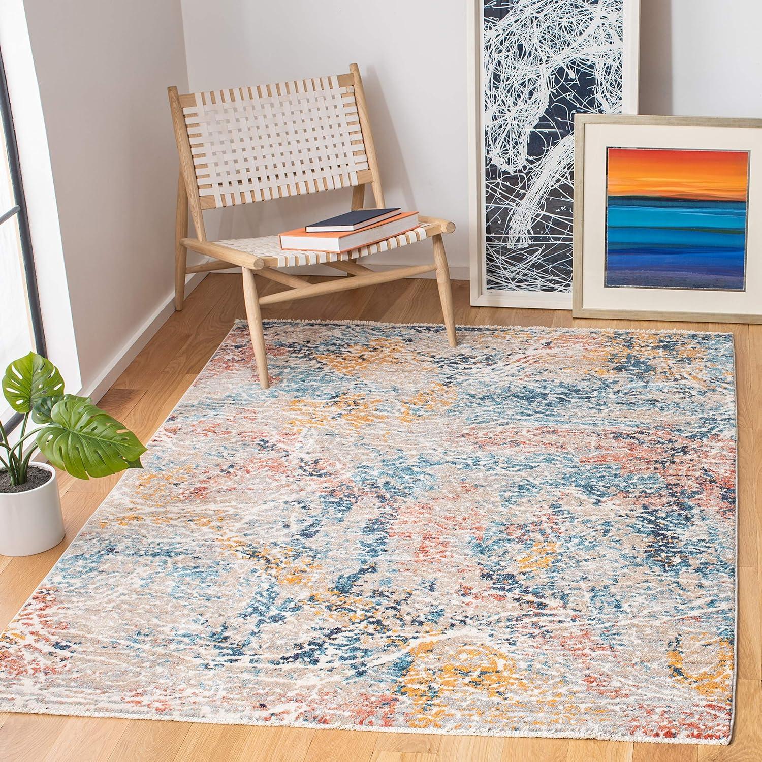 Madison MAD494 Power Loomed Area Rug - Grey/Orange - 5'3"x7'6" - Safavieh.