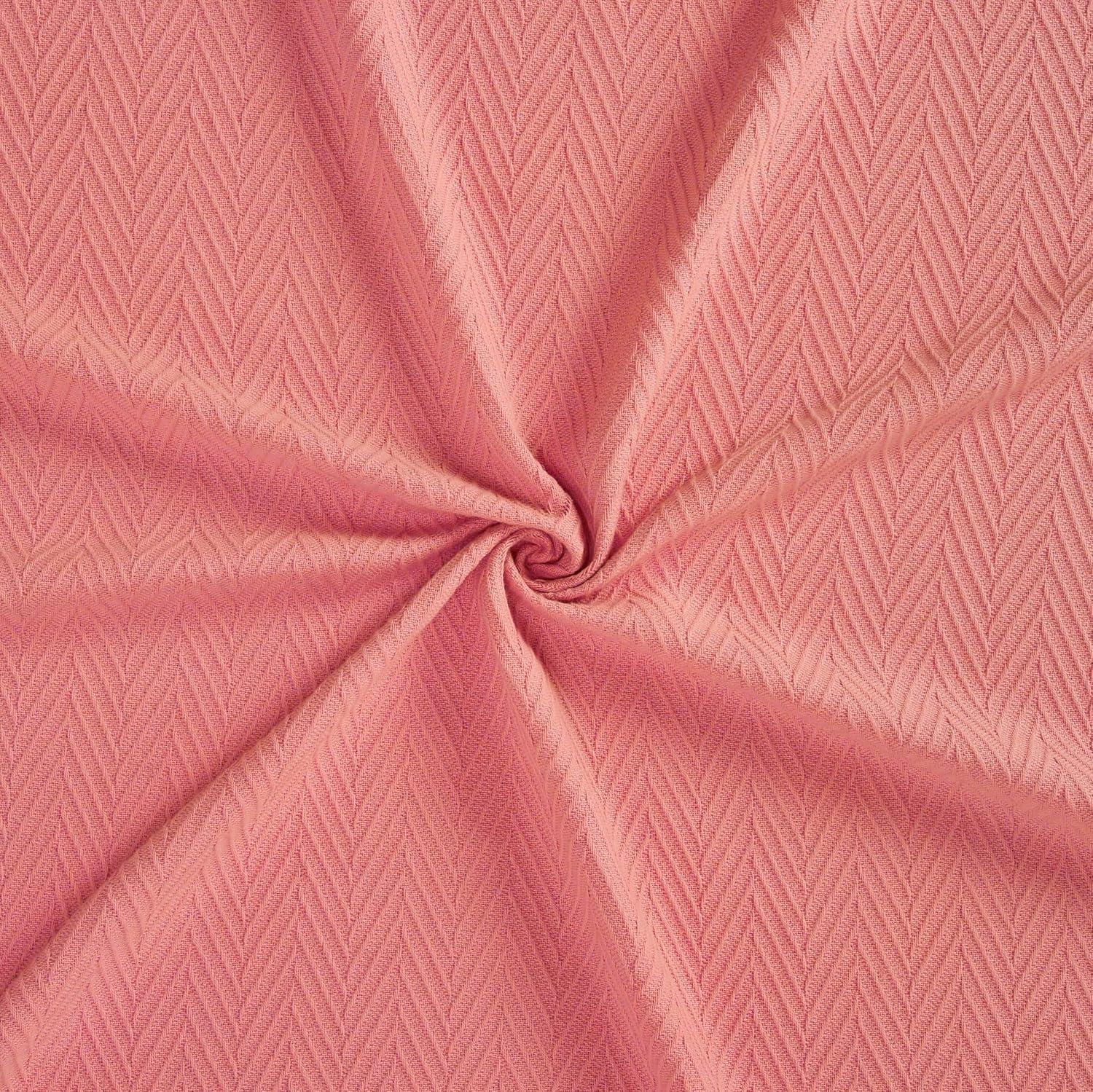 Superior Dobbyweave Knit Cotton Blanket, All Season Bed Blanket, Full/Queen 88" x 100", Coral