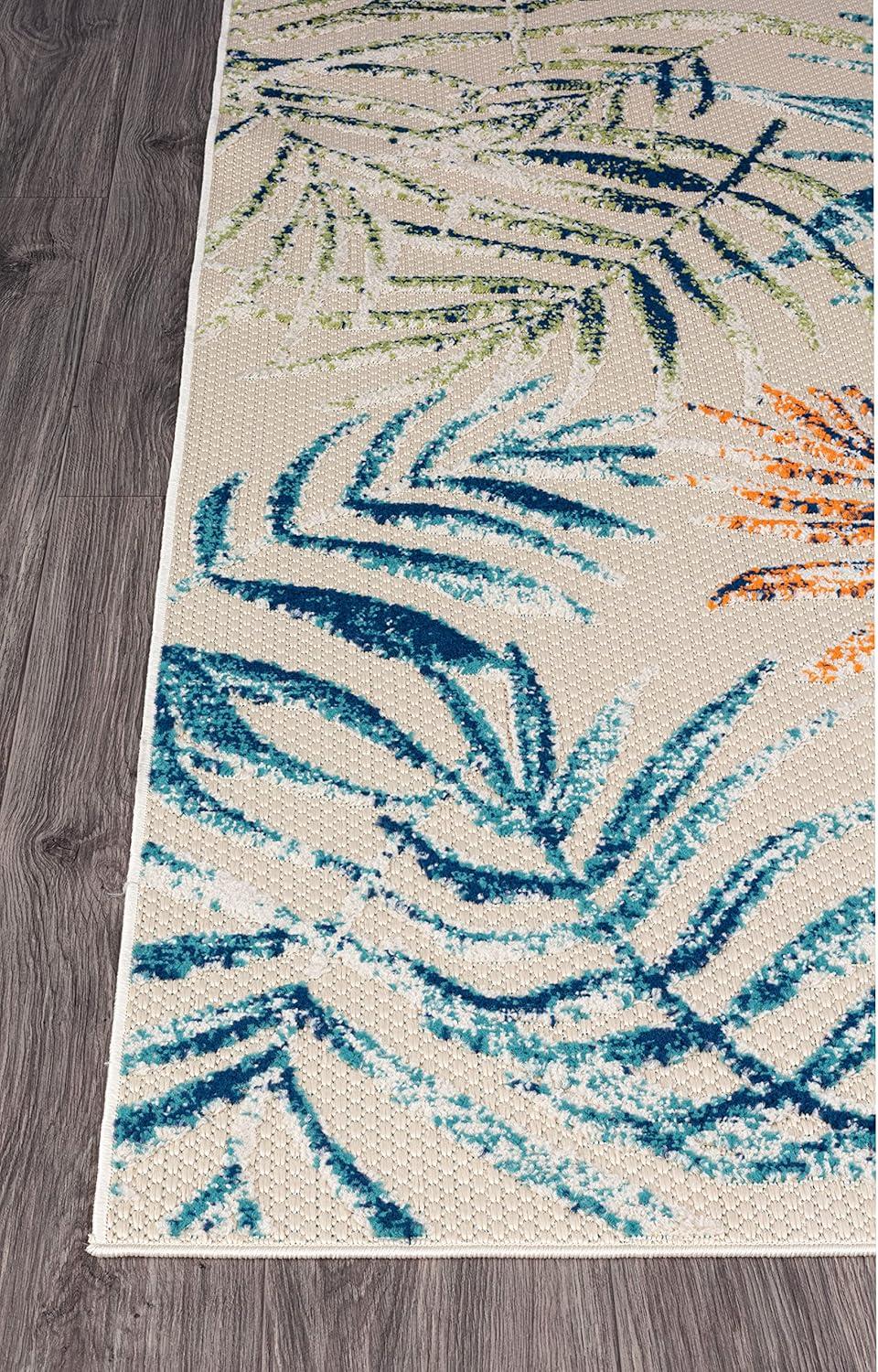 World Rug Gallery Bahama Palm Frond Floral Indoor/Outdoor Area Rug - Multi 5' x 7'