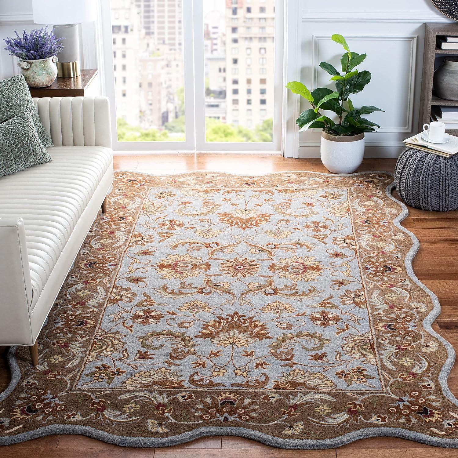 Heritage HG822 Hand Tufted Area Rug - Blue/Beige - 4'x6' - Safavieh.