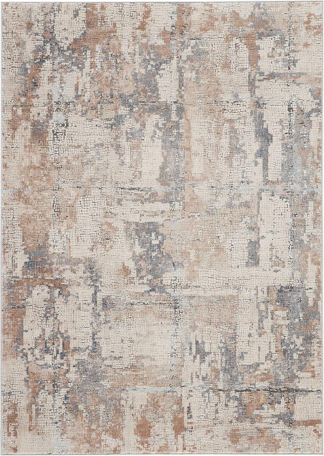 Clayton Abstract Beige & Grey Soft Synthetic 3'11" x 5'11" Area Rug