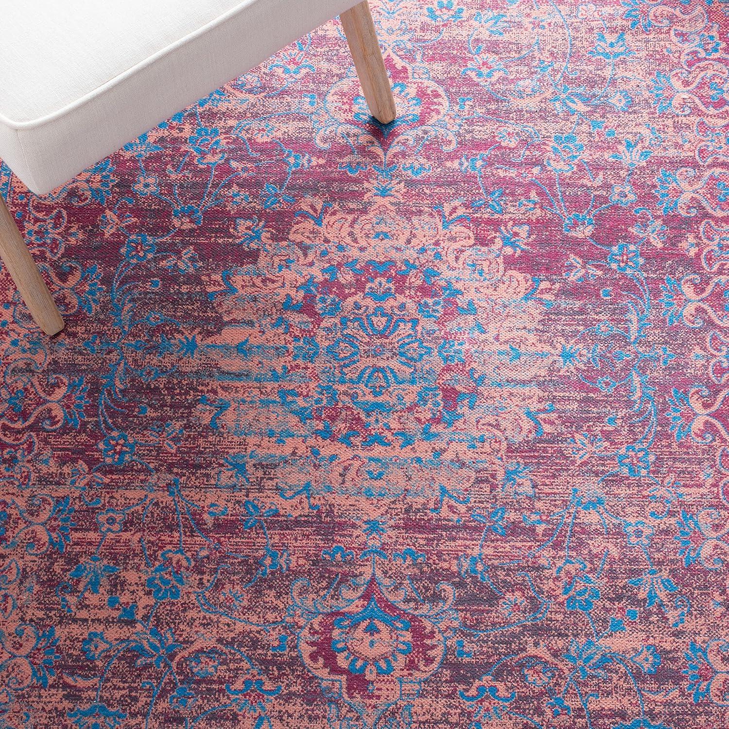 Serapi SEP550 Power Loomed Machine Washable Skid-Resistant Indoor Accent Rug - Gold/Blue - 4'x6' - Safavieh