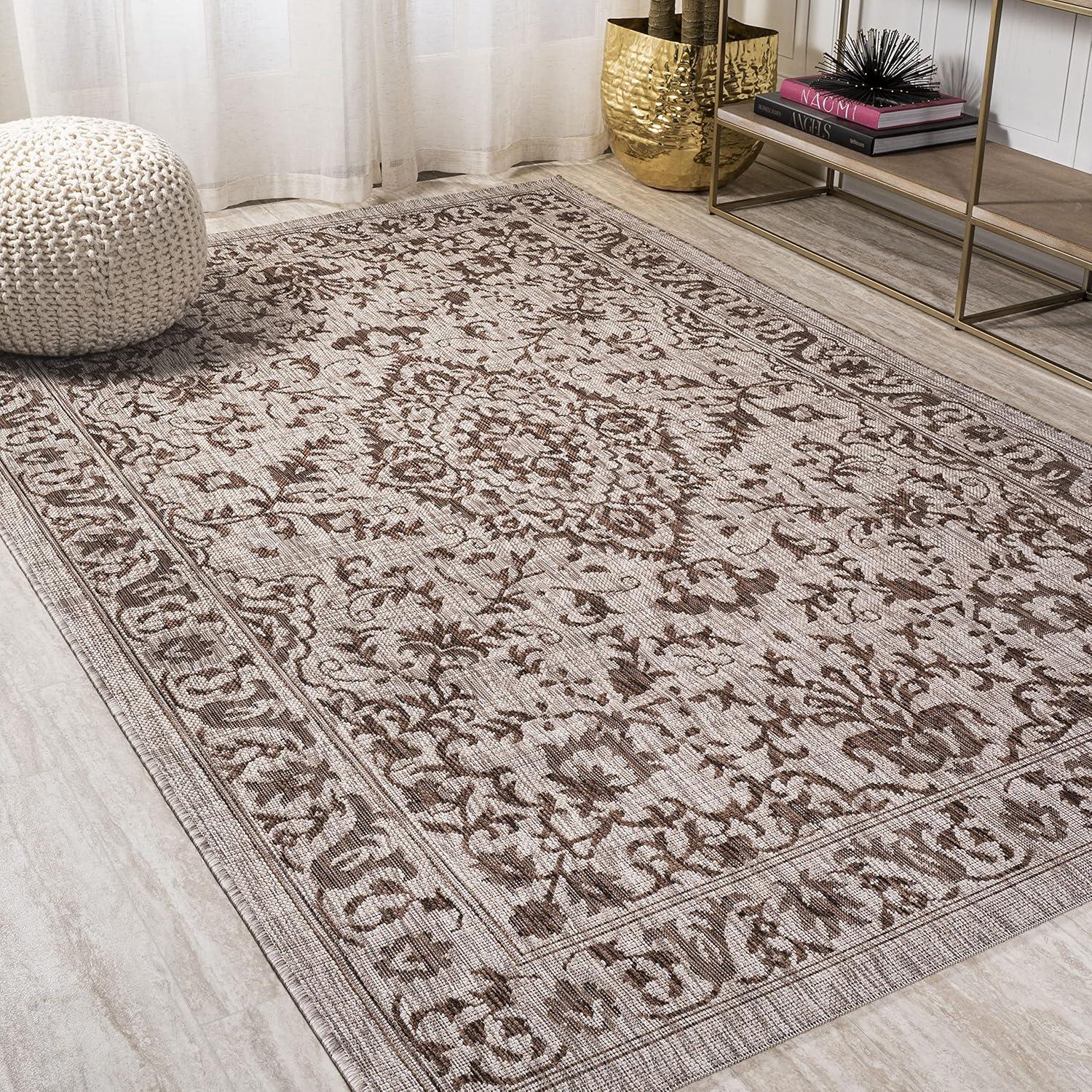 3'x5' Jerash Ornate Medallion Indoor/Outdoor Area Rug, Brown/Beige - JONATHAN Y