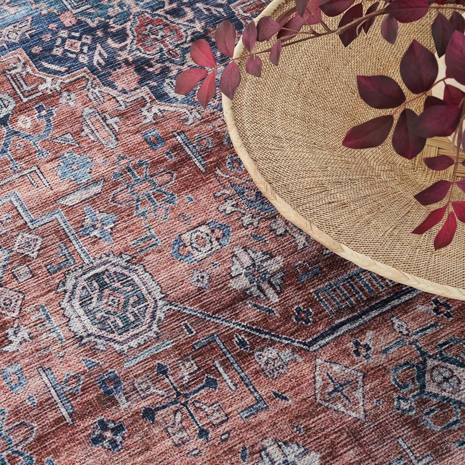 Nourison Washable Brilliance 7'10" x 9'10" Blue/Multi Vintage Indoor Rug