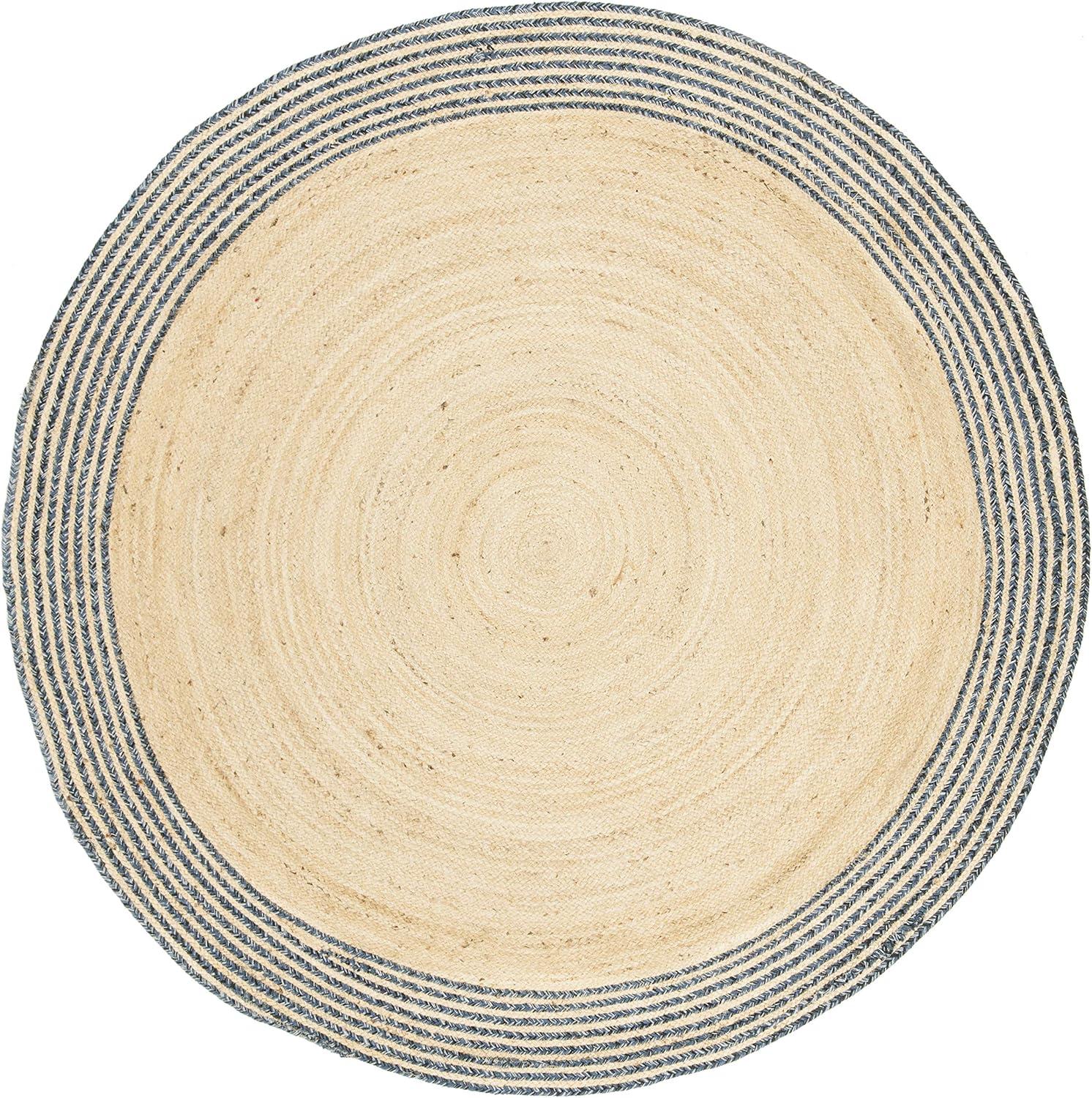 Cape Cod CAP204 Hand Woven Area Rug - Ivory/Blue - 4' Round - Safavieh.