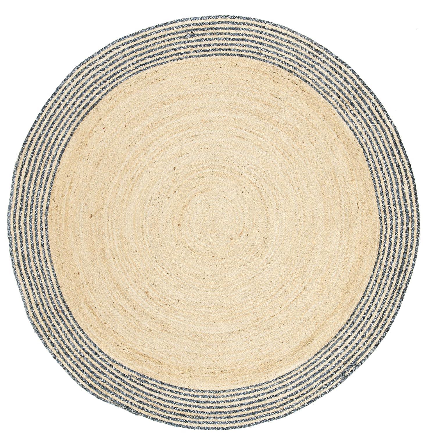 Cape Cod CAP204 Hand Woven Area Rug - Ivory/Blue - 4' Round - Safavieh.