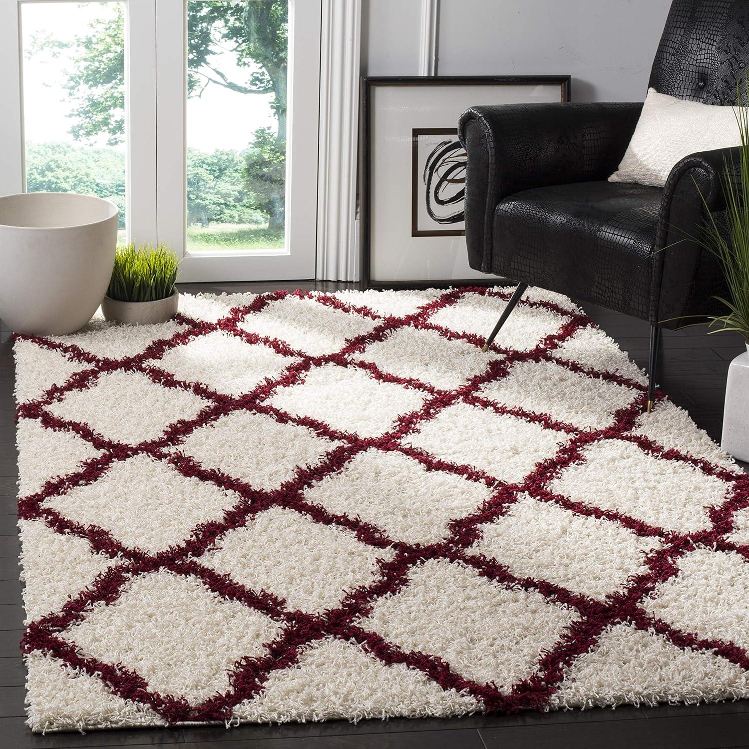 Dallas Shag SGD257 Power Loomed Indoor Area Rug - Ivory/Red - 4'x6' - Safavieh.