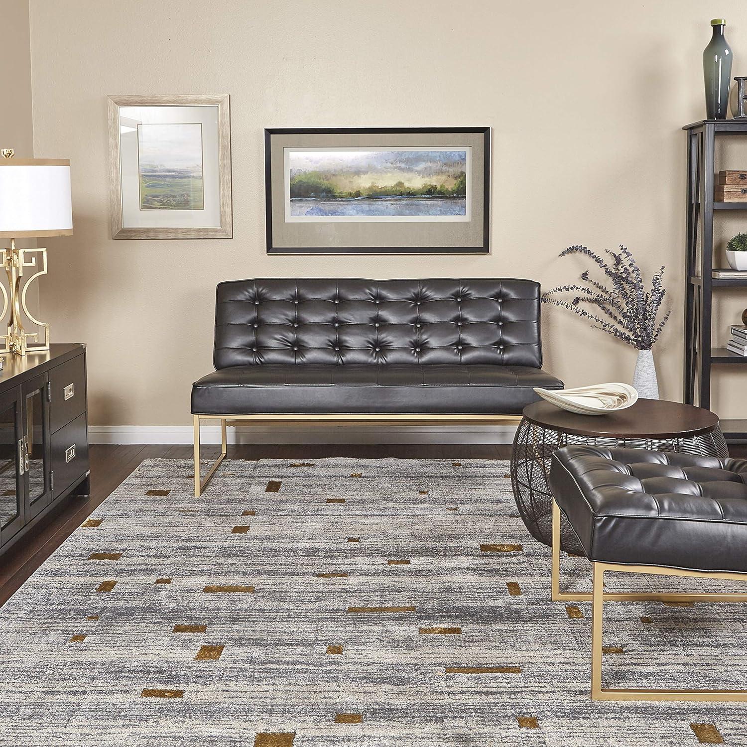 OSP Home Furnishings Anthony Chair in Black Faux Leather with Coated Gold Frame