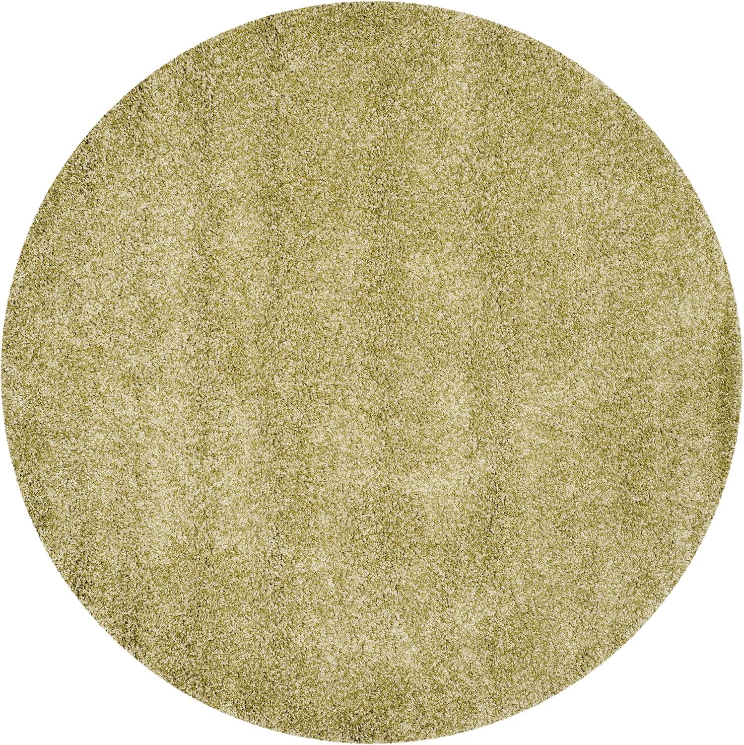 SAFAVIEH California Solid Plush Shag Area Rug, Green, 3' x 3' Round