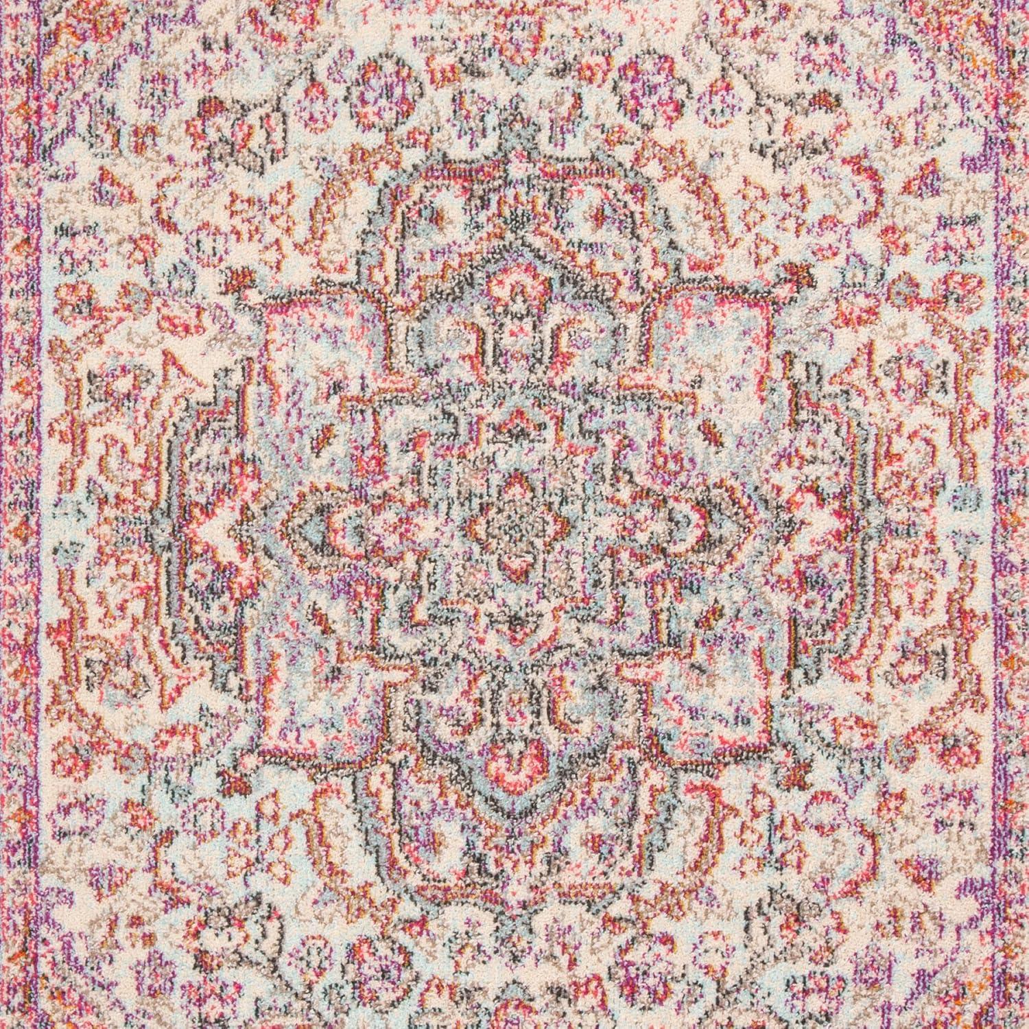 Handmade Beige and Fuchsia 8' x 10' Synthetic Area Rug