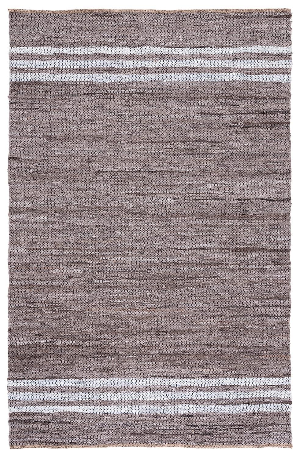 Vintage Leather VTL400 Hand Woven Indoor Accent Rug - Silver/Ivory - 3'x5' - Safavieh