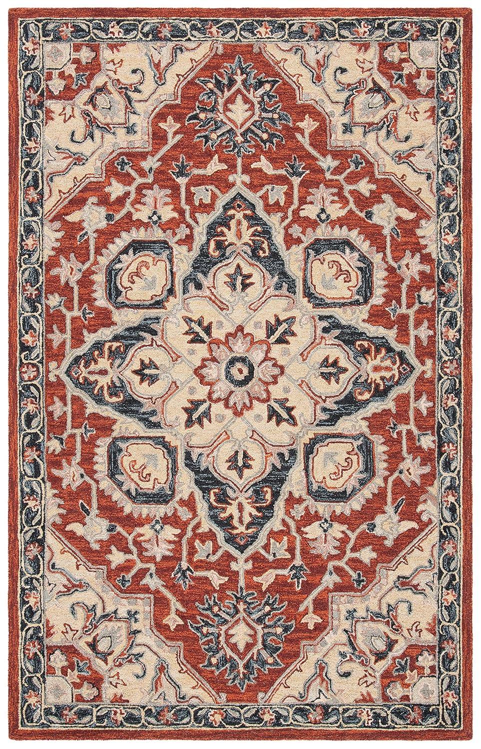 Heritage HG922 Hand Tufted Area Rug - Red/Black - 5'x8' - Safavieh.