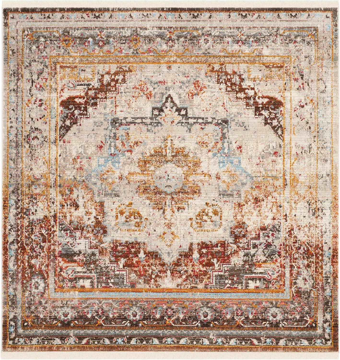 Vintage Persian VTP438 Power Loomed Indoor Area Rug - Cream/Multi - 5'x5' - Safavieh
