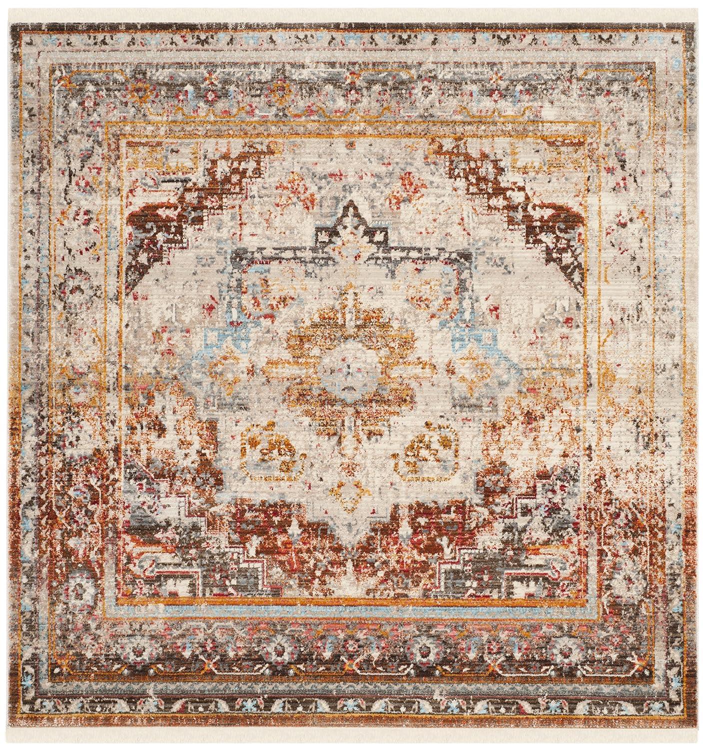 Vintage Persian VTP438 Power Loomed Indoor Area Rug - Cream/Multi - 5'x5' - Safavieh