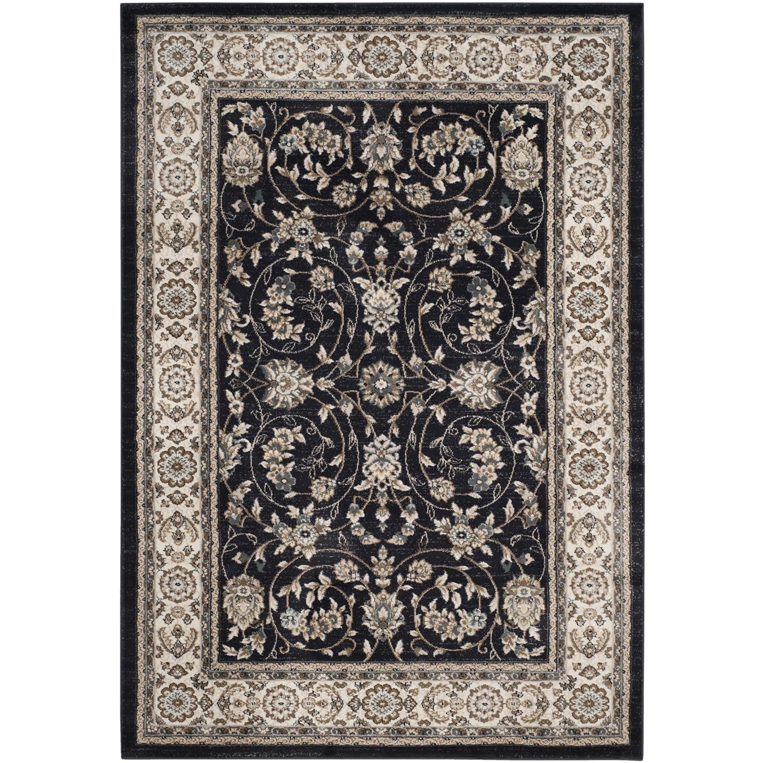 Lyndhurst LNH340 Power Loomed Area Rug - Anthracite/Cream - 9'x12' - Safavieh