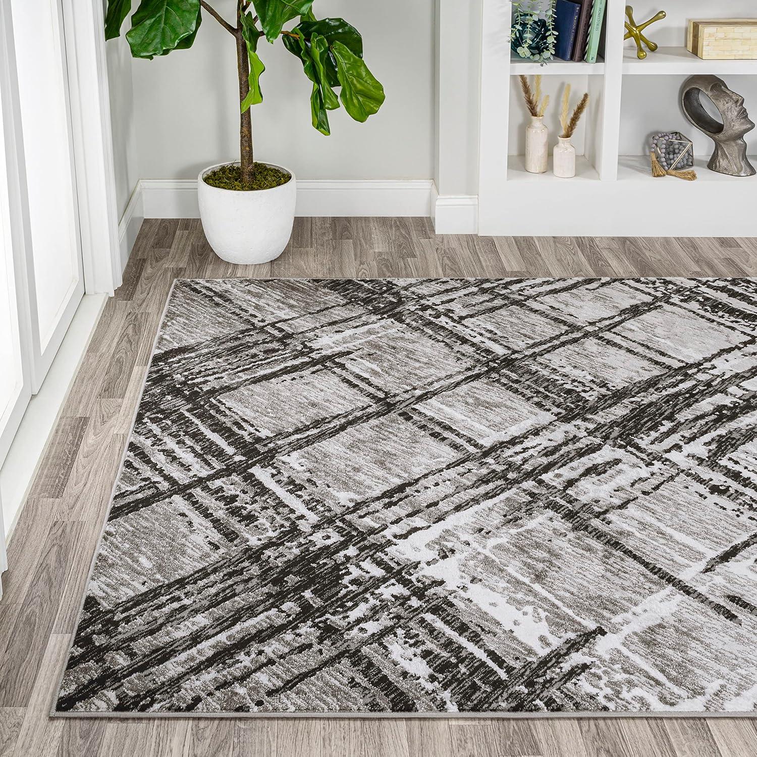 JONATHAN Y Slant Modern Abstract Black/Gray 8 ft. x 10 ft. Area Rug