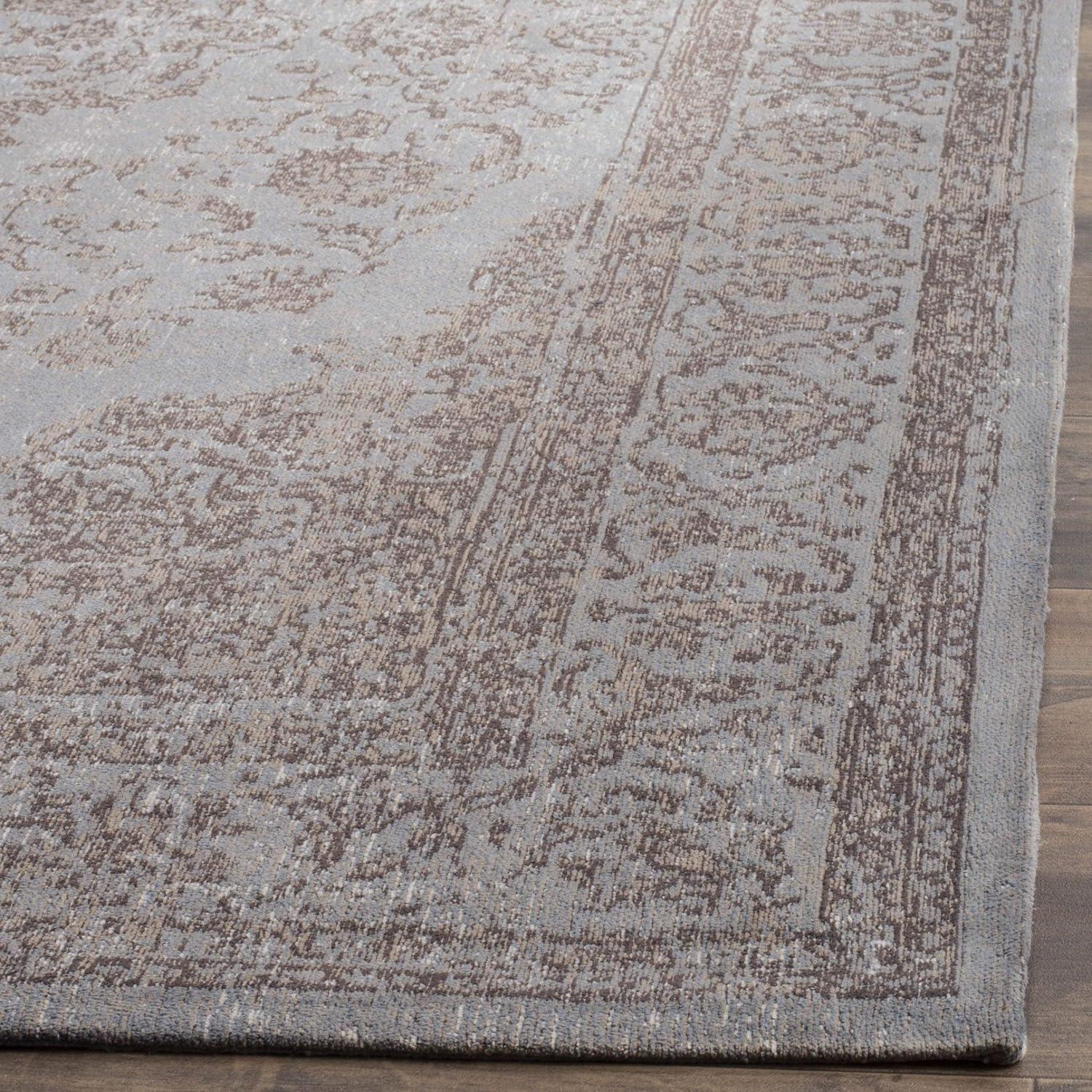 Gray Flat Woven Wool and Cotton Rectangular Area Rug