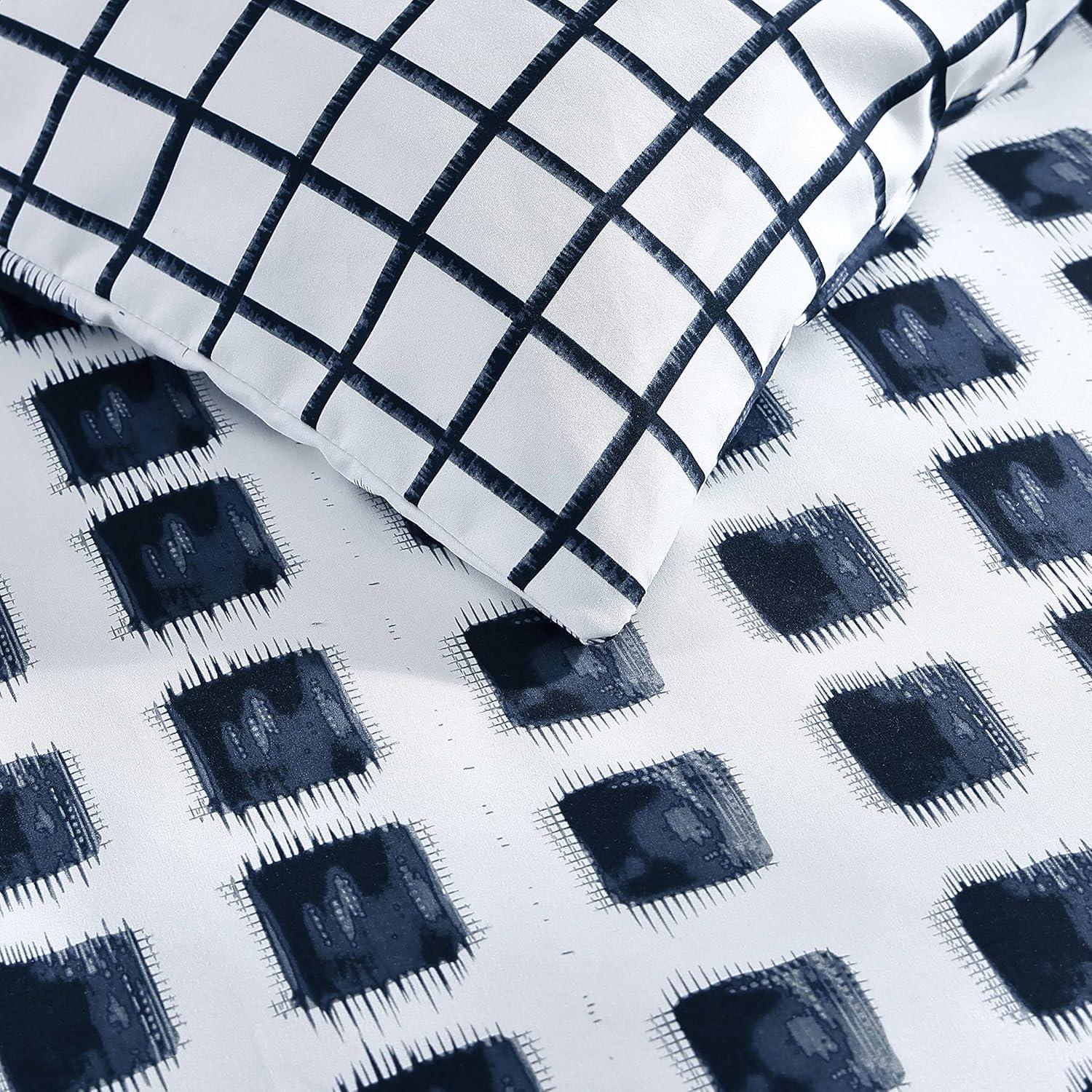 Urban Shibori Blue/White Microfiber Reversible Duvet Cover Set