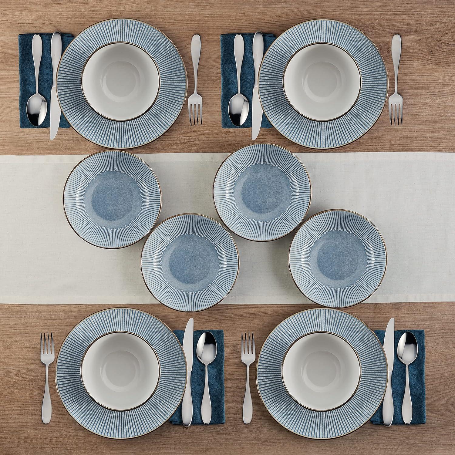 Arlie Blue Ceramic 12-Piece Dinnerware Set, Service for 4