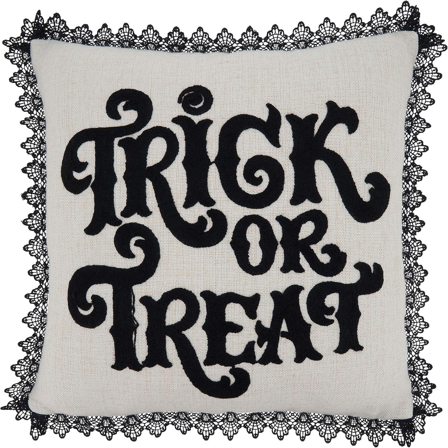 Saro Lifestyle Trick Or Treat Pillow - Down Filled, 16" Square, Natural