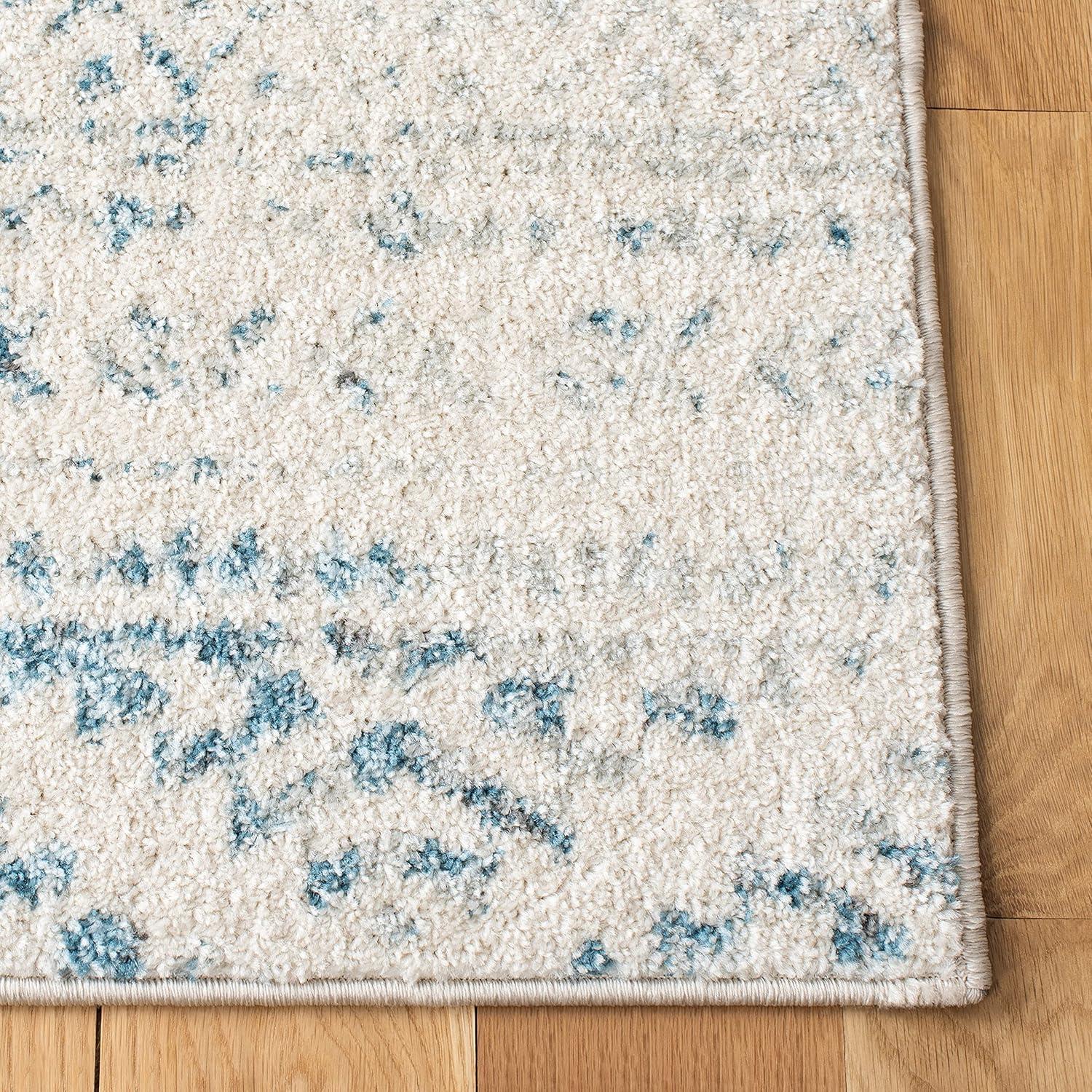 Tulum TUL272 Power Loomed Indoor Area Rug - Ivory/Turquoise - 5'3"x7'6" - Safavieh