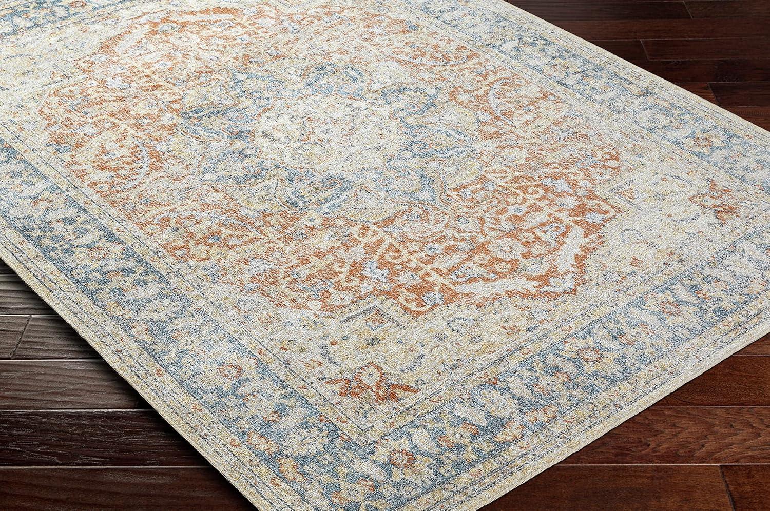 Easy-Care Handmade Blue Synthetic 8' x 10' Rectangular Rug