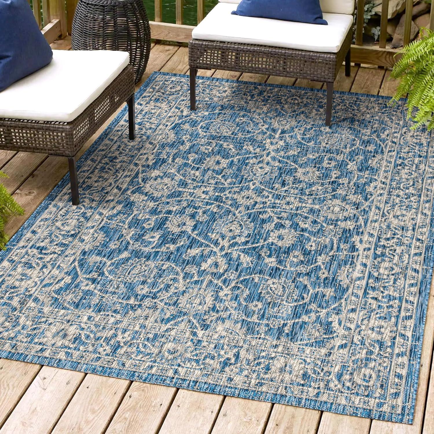 Palazzo Vine and Border Textured Weave Indoor/Outdoor Area Rug  - JONATHAN Y