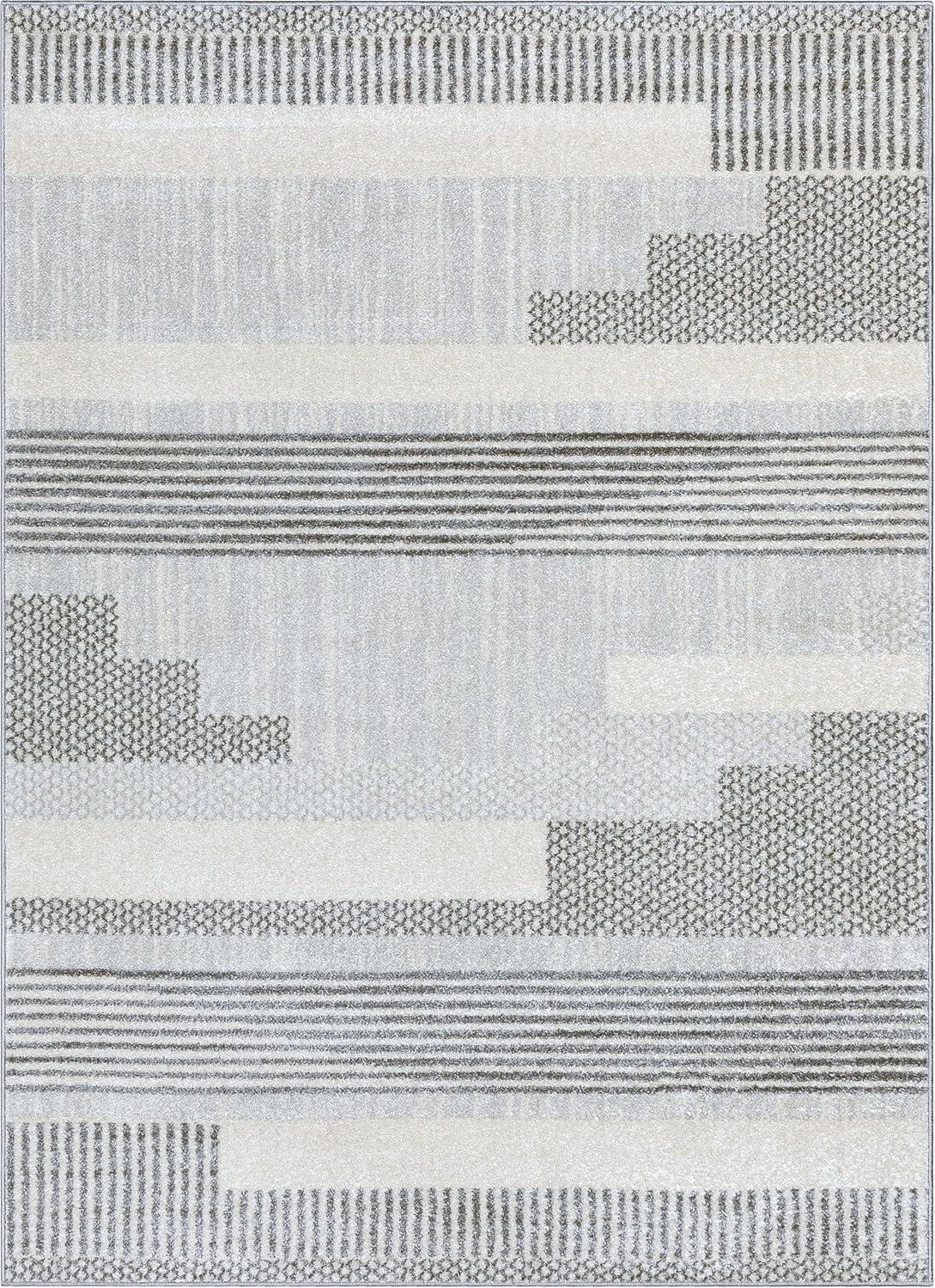 Marcone Briar Tribal Geometric Abstract Light Blue Looped Pile Rug