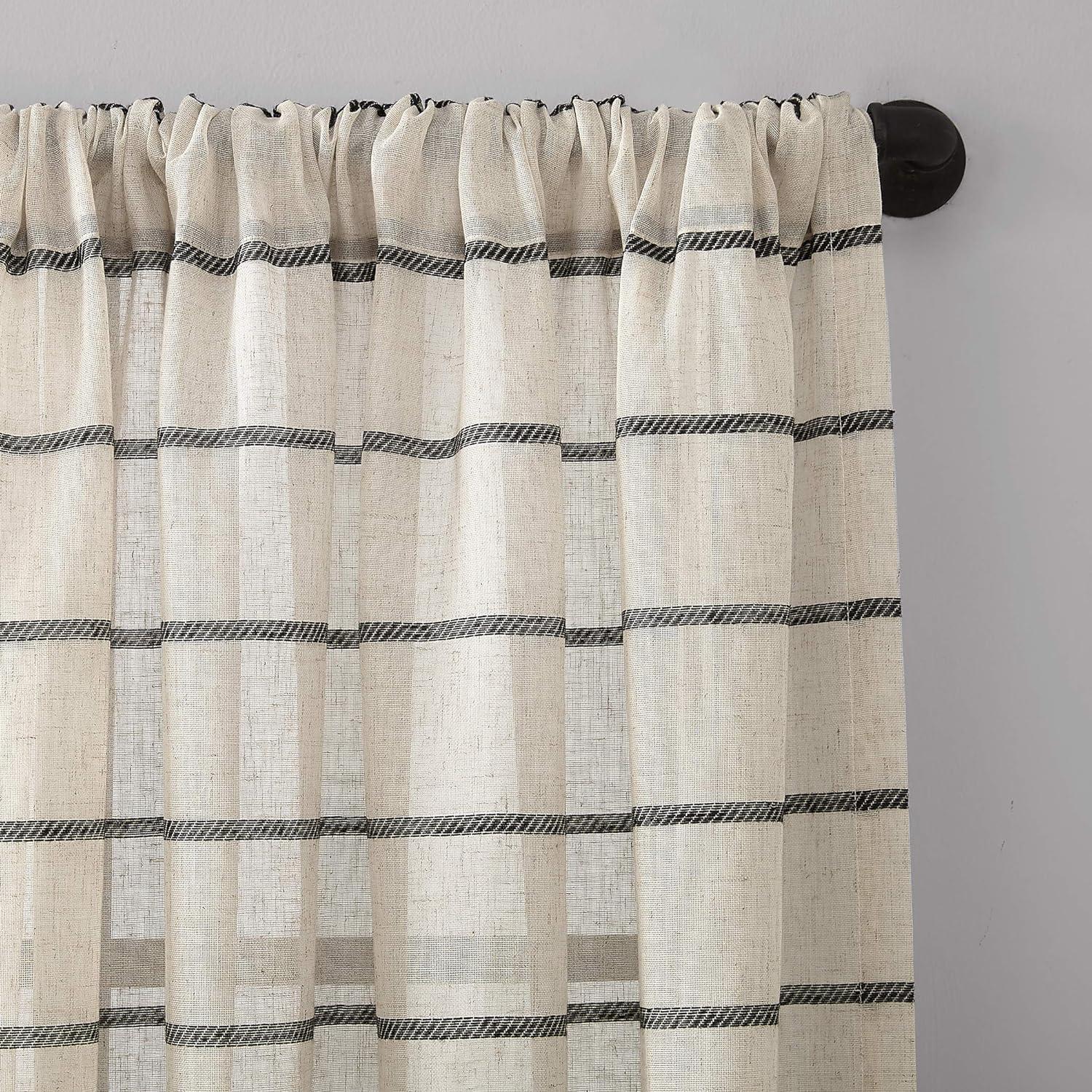 Clean Window Clean Window Aso Twill Stripe Anti-Dust Linen Blend Sheer Curtain Panel