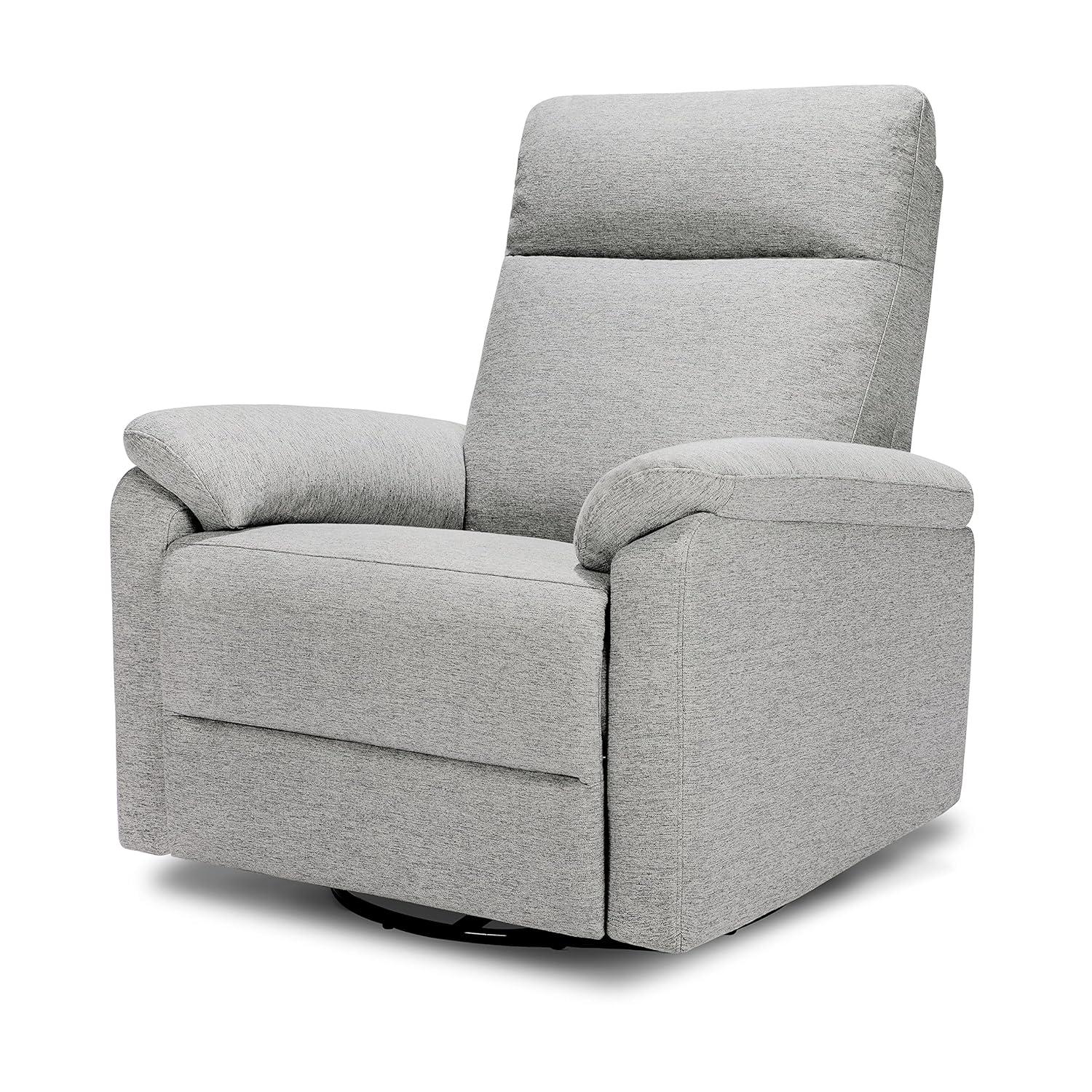 Frost Grey Swivel Recliner with Wood Base