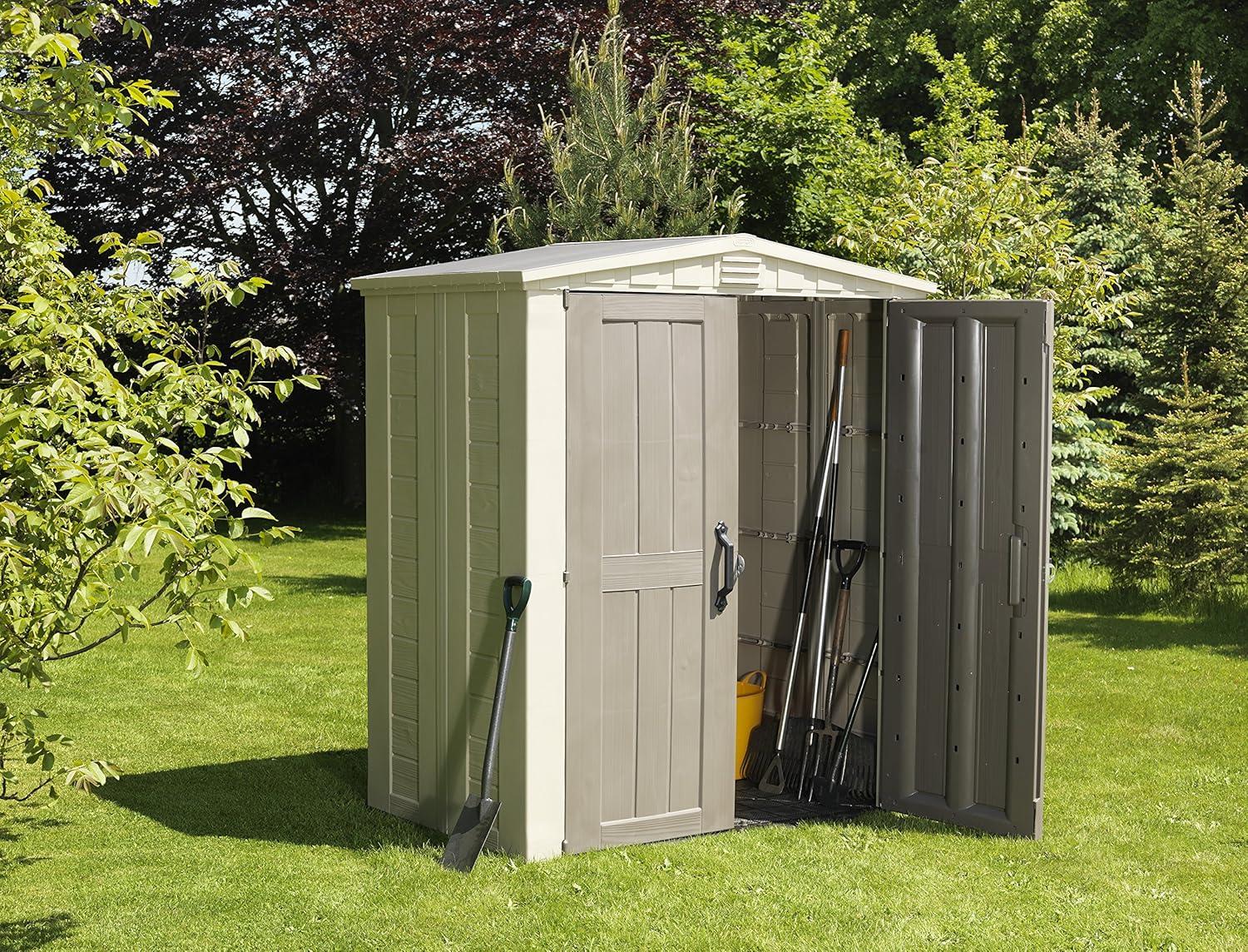 Keter 6'x3' Factor Outdoor Storage Shed Brown: Resin Frame, All-Weather, 10 Year Limited Warranty