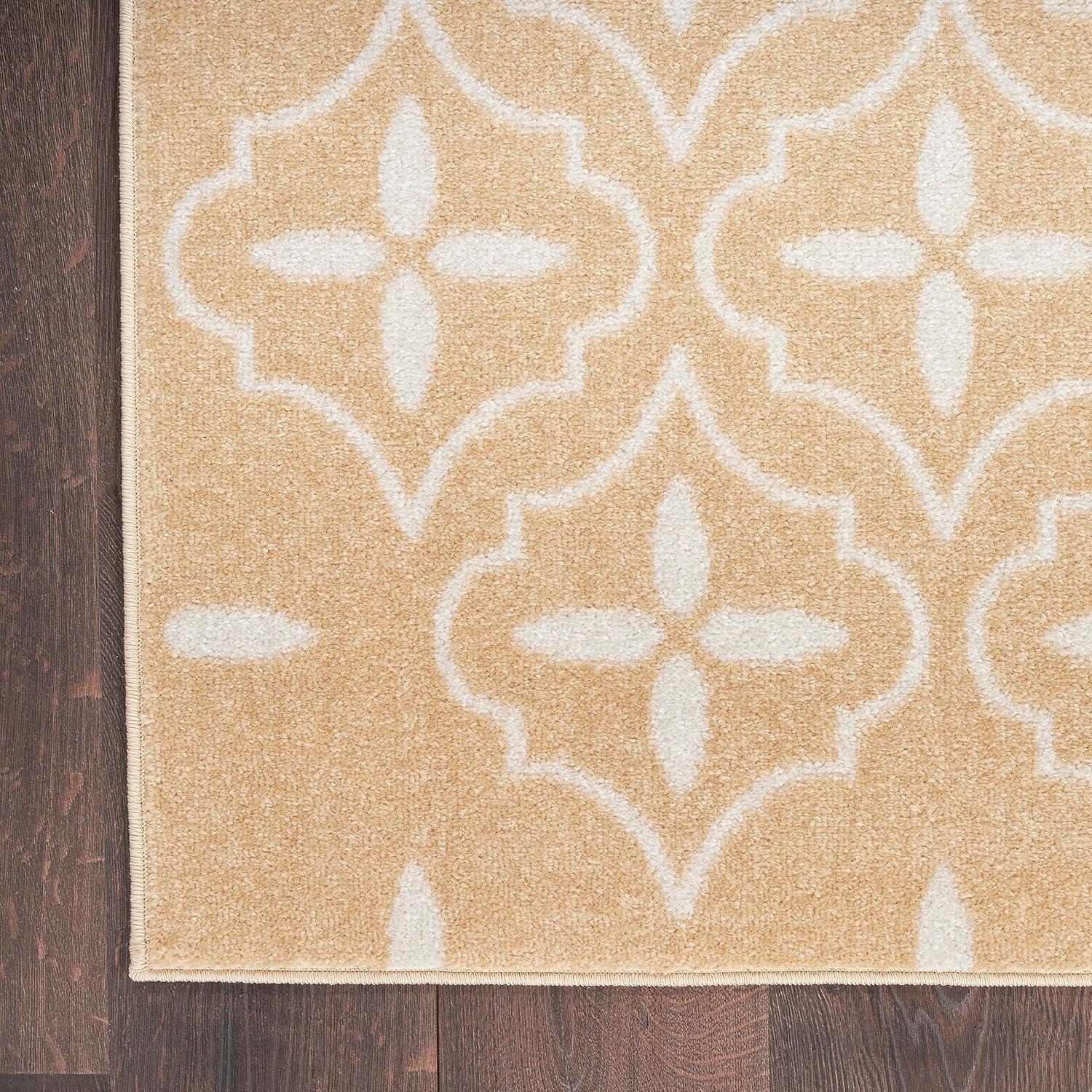 Nourison Essentials Moroccan Modern Indoor Outdoor Rug Beige Ivory 6' x 9'