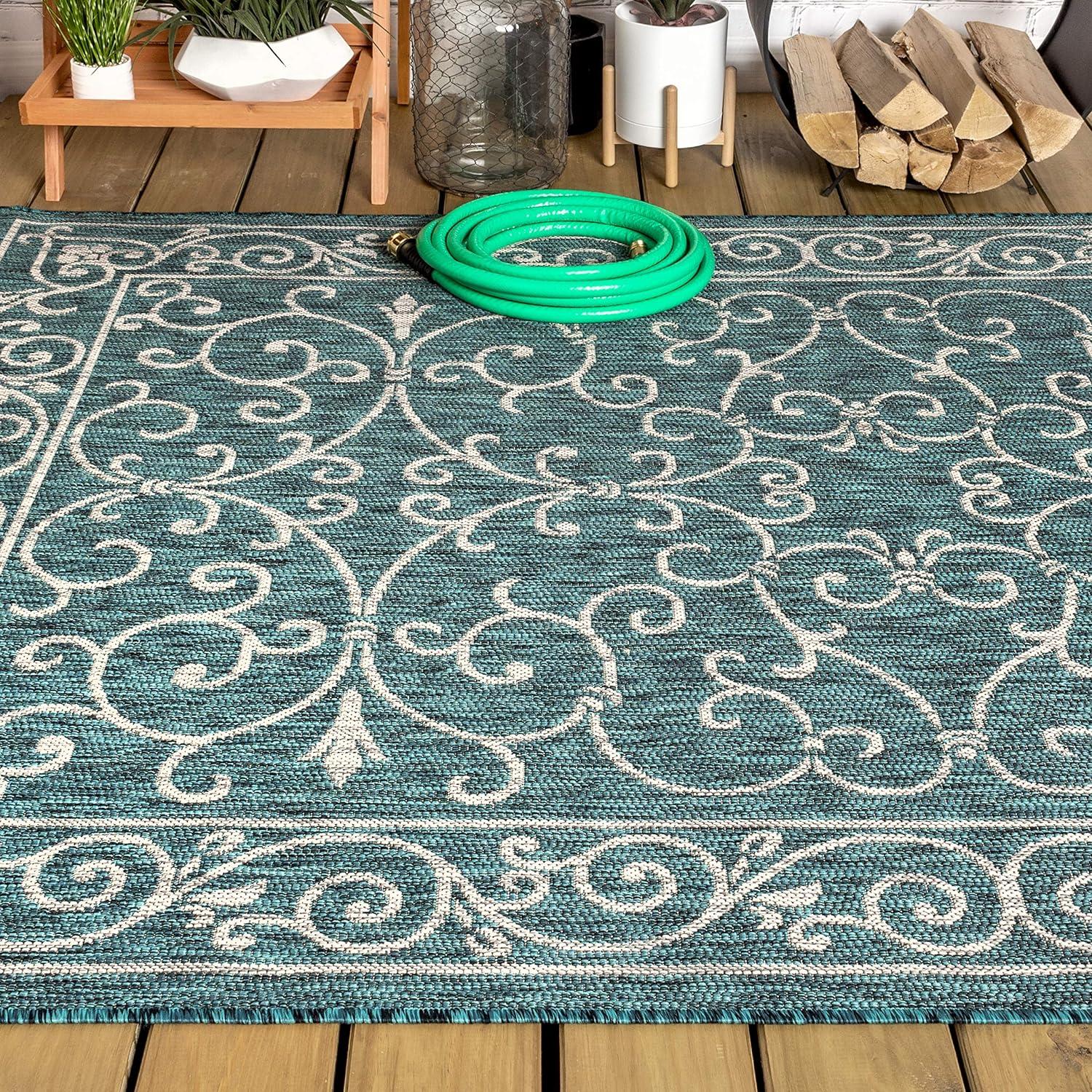 Charleston Vintage Filigree Textured Weave Indoor/Outdoor Area Rug  - JONATHAN Y