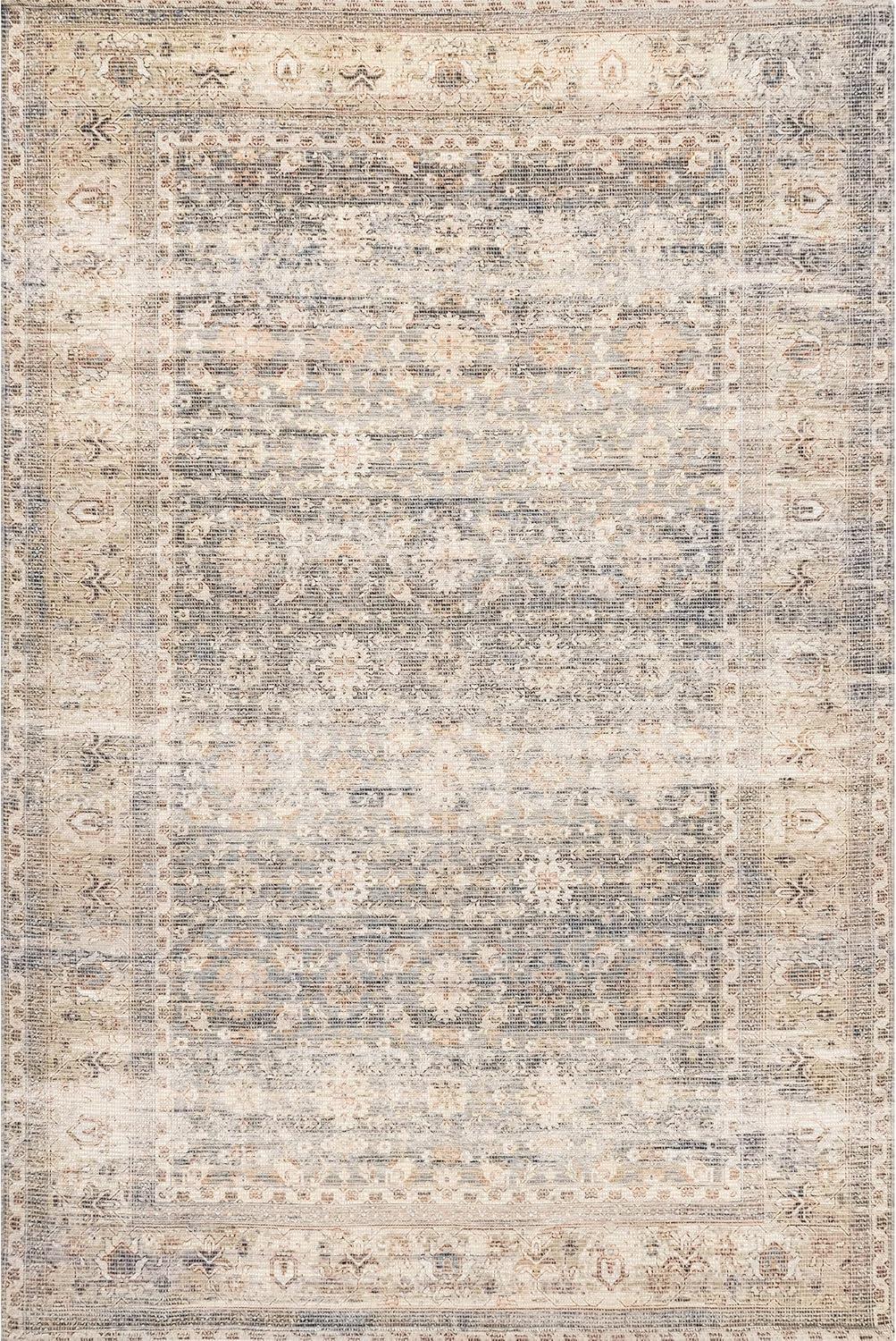 Lesley Vintage-Inspired Beige Cotton Blend 5' x 8' Area Rug