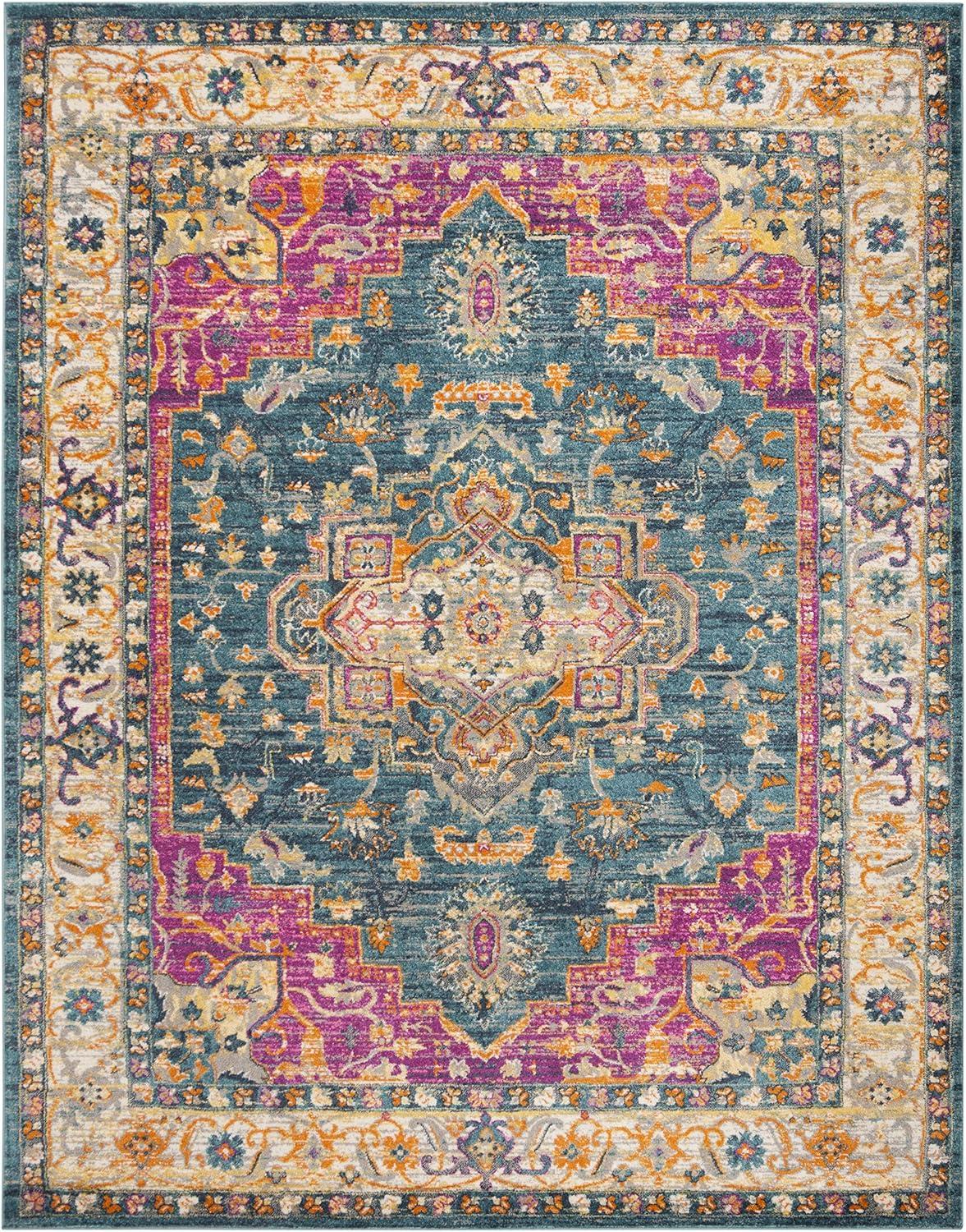 SAFAVIEH Madison Nikeisha Floral Area Rug, Blue/Multi, 5' x 7'