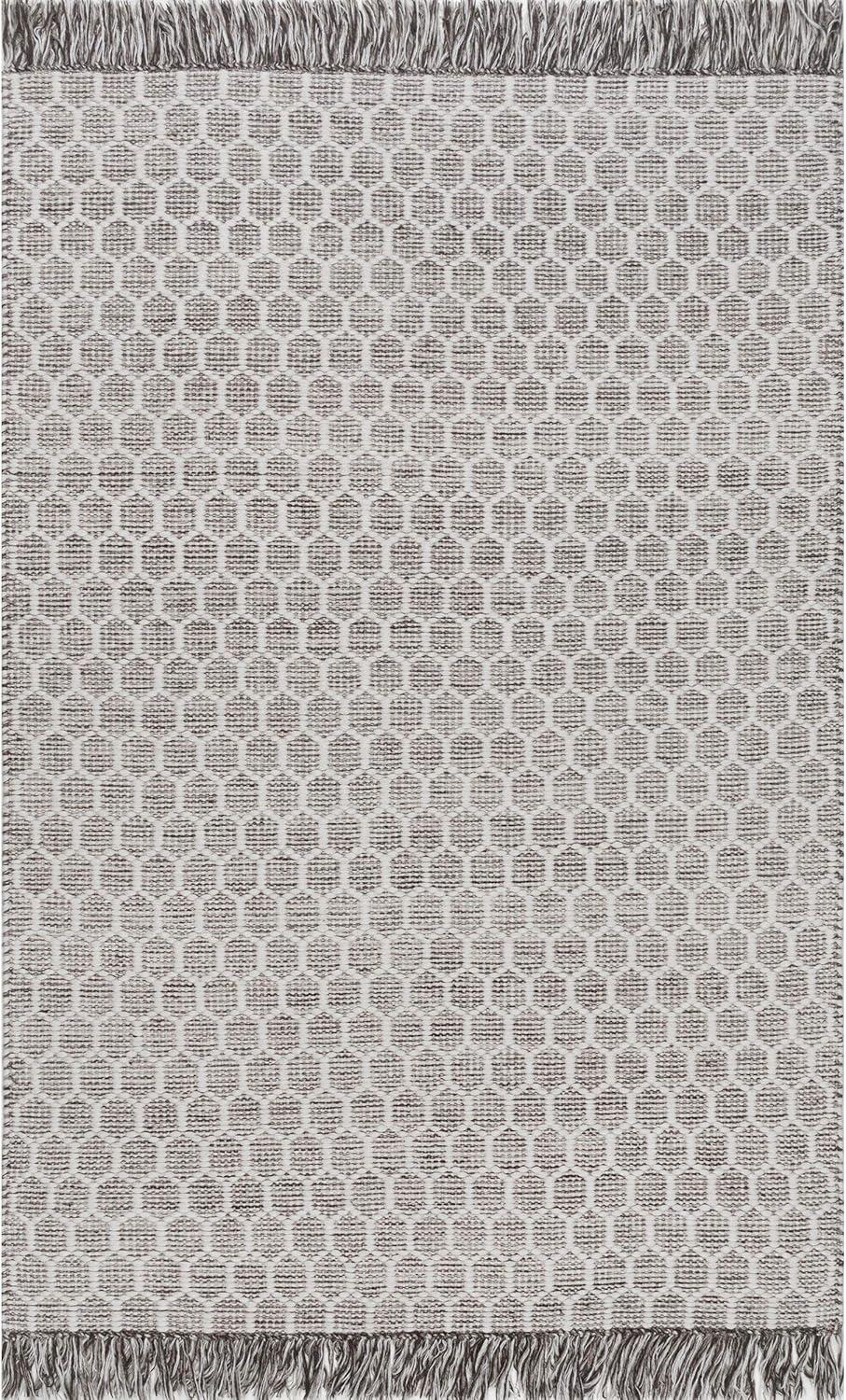 Nuloom Wylie Geometric 3x5 Wool Accent Indoor Area Rug for Living Room Bedroom Dining Room Entryway Kitchen, Baby Blue/Ivory