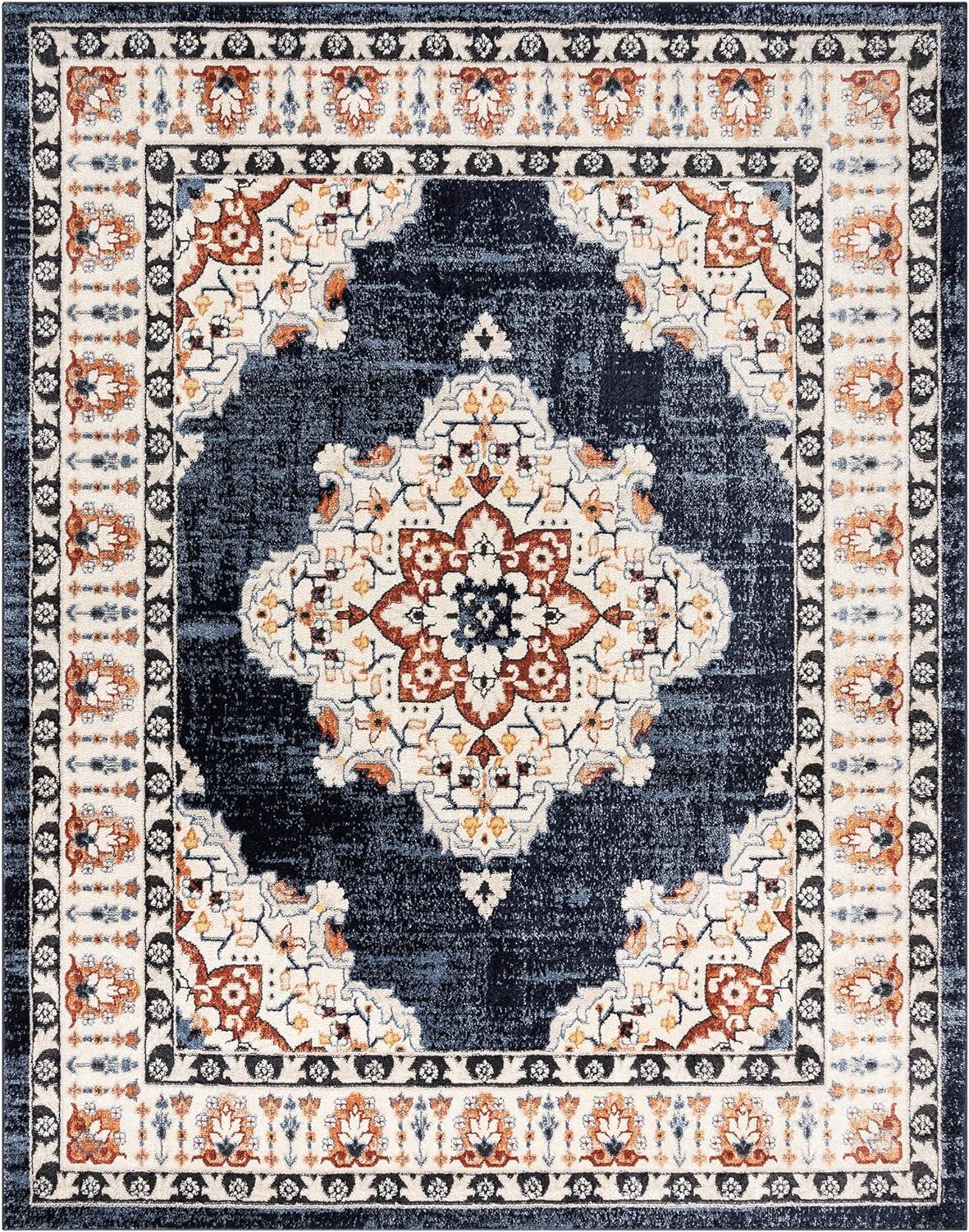 Gertmenian Alor Khelo Traditional Oriental Blue Indoor Polypropylene Area Rug