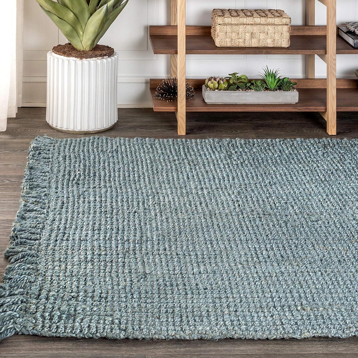 Para Hand Woven Chunky Jute with Fringe Area Rug - JONATHAN Y