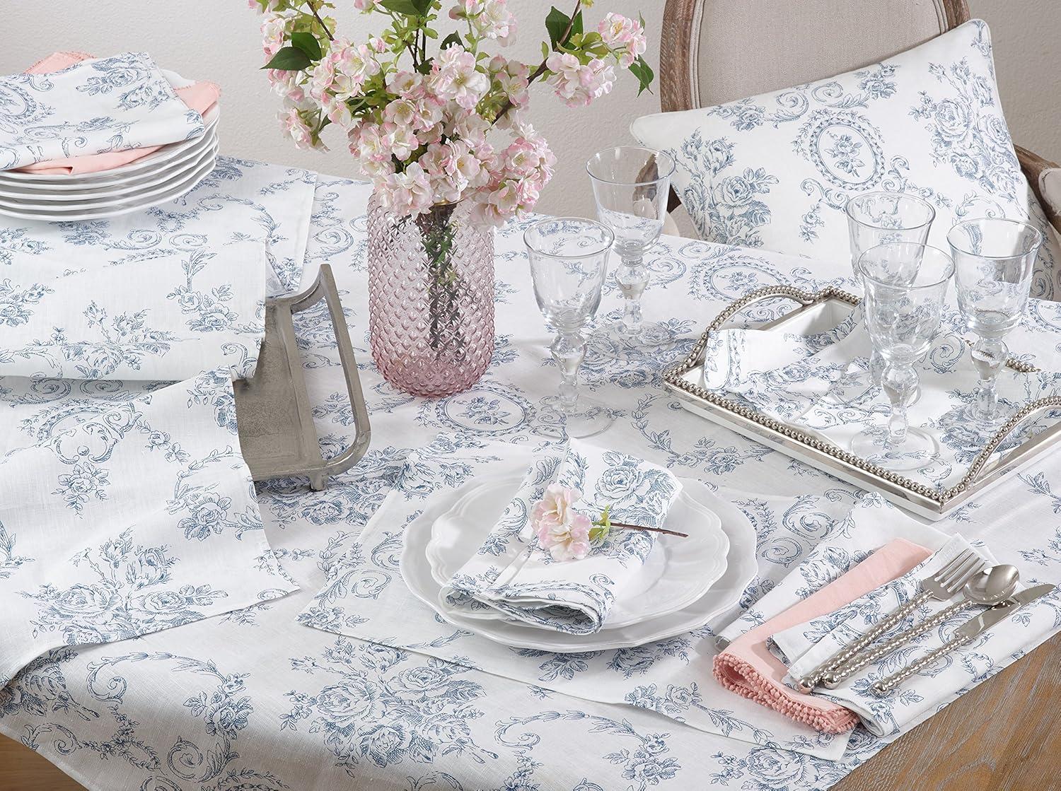 Saro Lifestyle Toile Table Runner With Floral Design