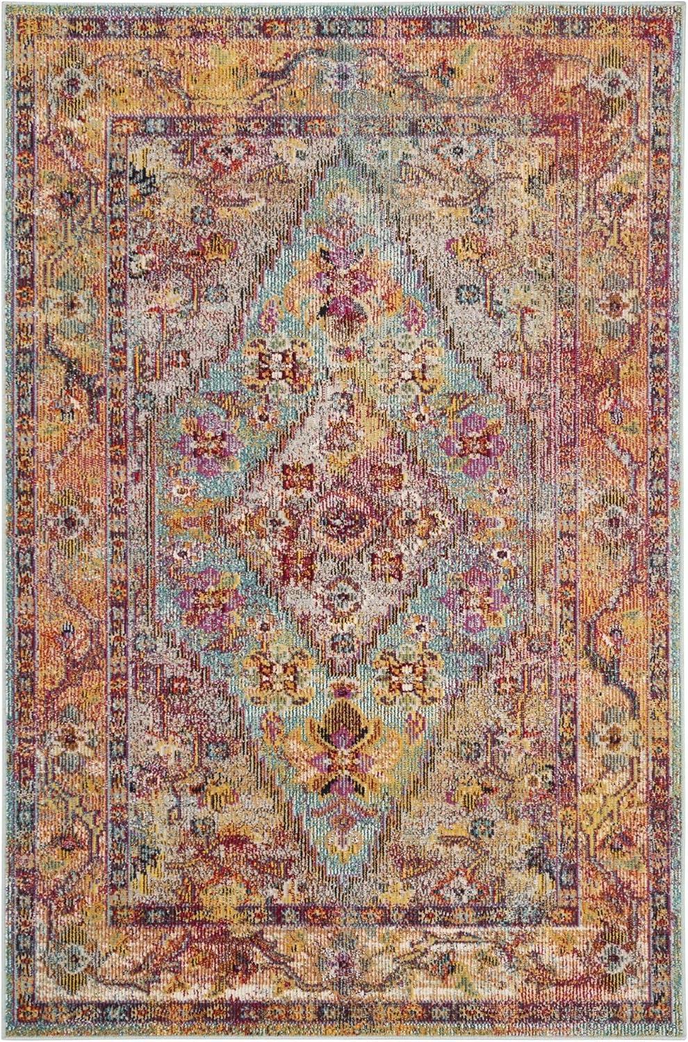 Crystal CRS507 Power Loomed Area Rug - Light Blue/Orange - 5'x8' - Safavieh.