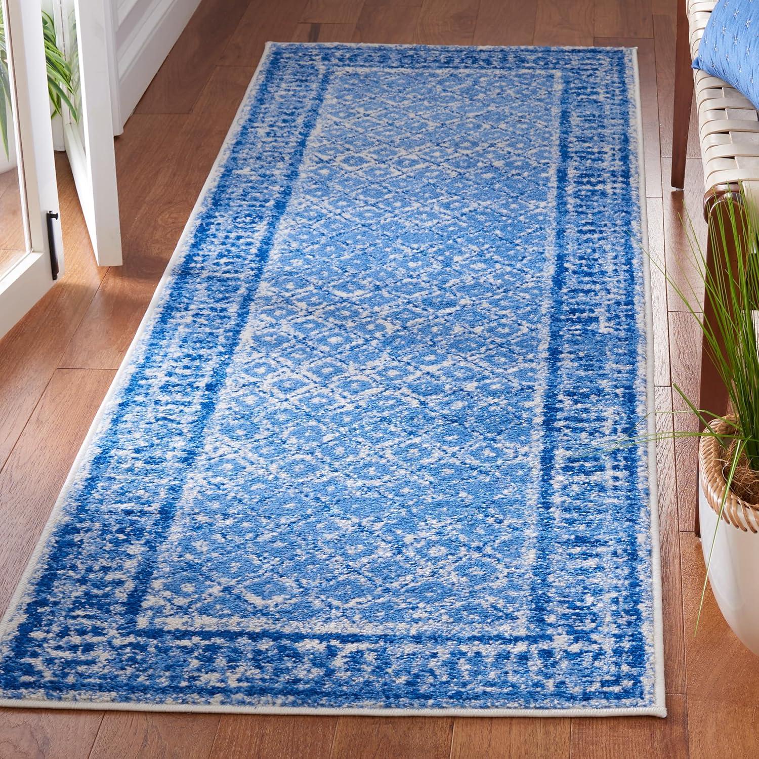 Adirondack ADR110 Machine Made Indoor Runner - Silver/Blue - 2'-6"x8' - Safavieh