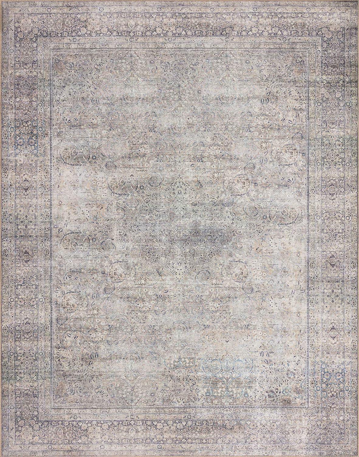 Elegant Silver Charcoal 5'x7'6" Synthetic Low Pile Area Rug