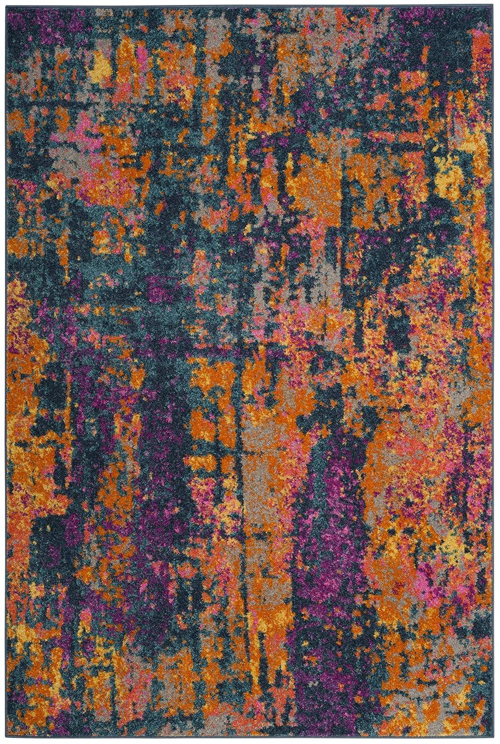 Madison MAD143 Power Loomed Indoor Area Rug - Blue/Orange - 5'1"x7'6" - Safavieh.