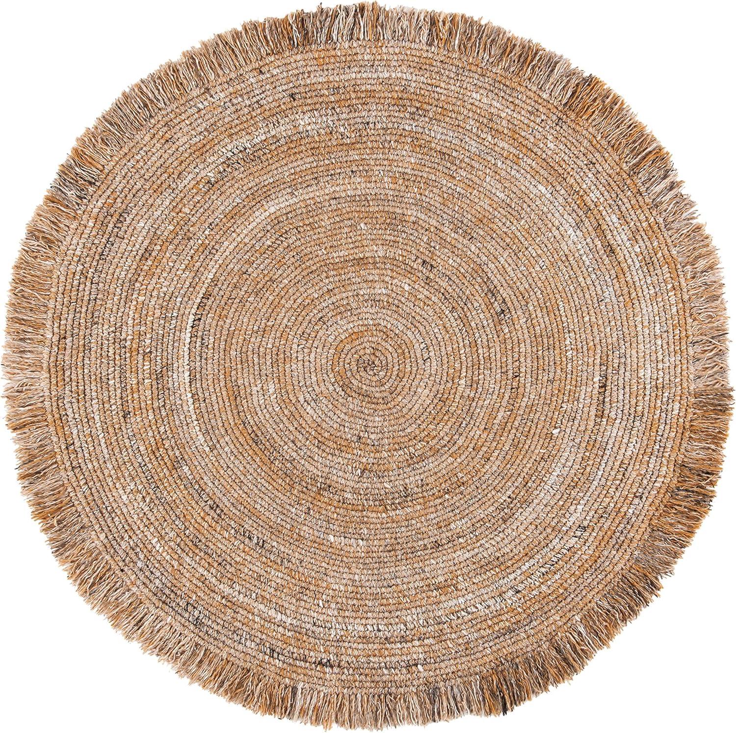 SAFAVIEH Braided Isador Confetti Fringe Area Rug, Natural, 3' x 3' Round